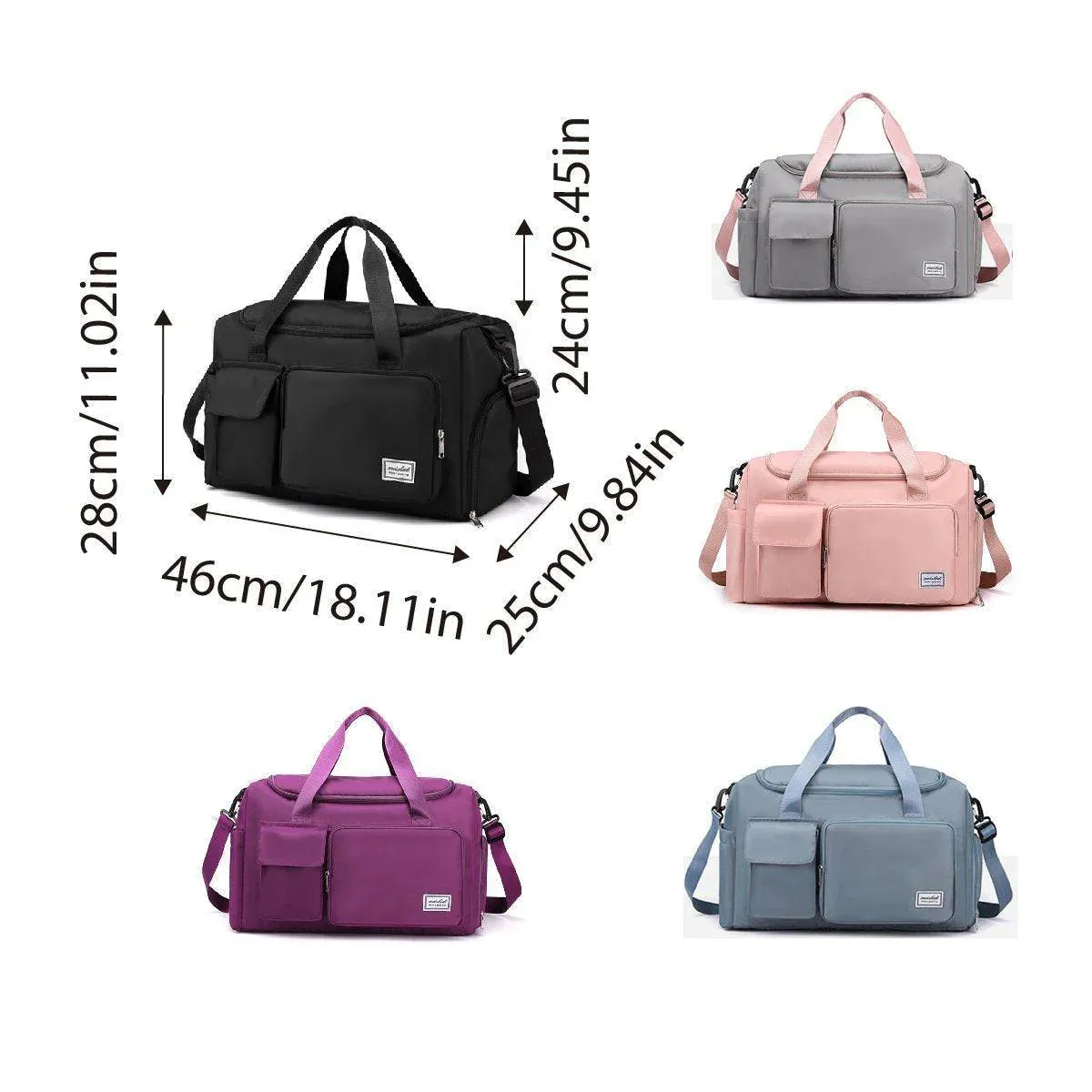 Unisex Waterproof Portable Travel Luggage Carry On Shoulder Hand Duffle Bag - Purple โ image 4