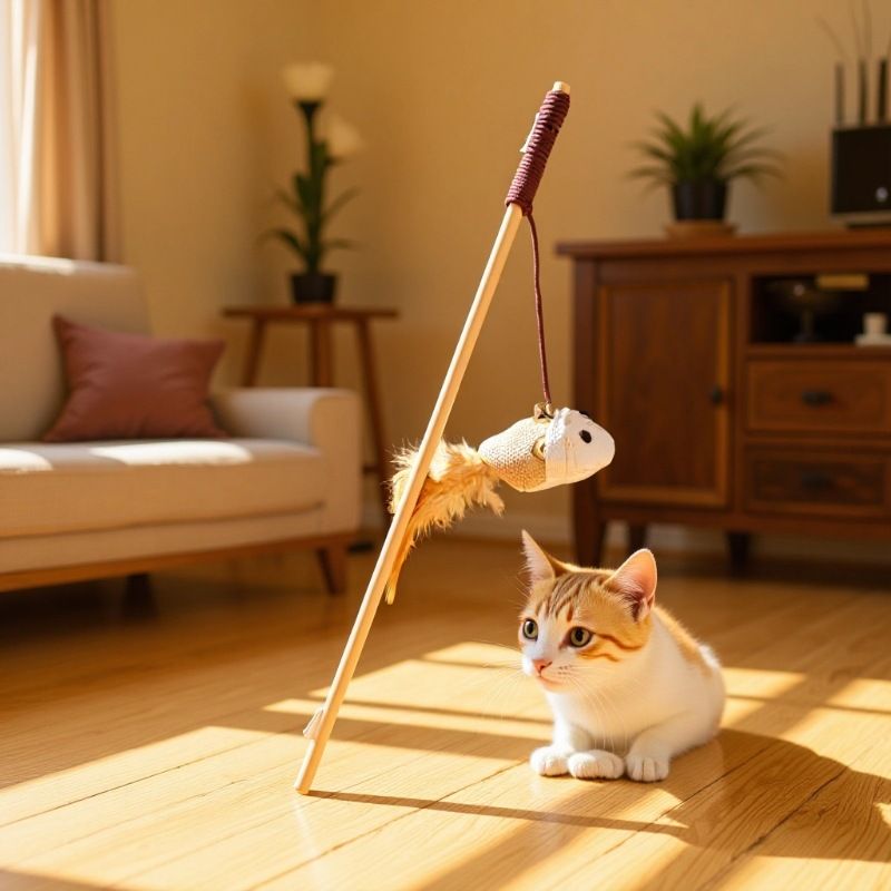 Wooden Pole Cat Tease Stick Dr Pet Pumpkin Cat Tease Stick โ image 3
