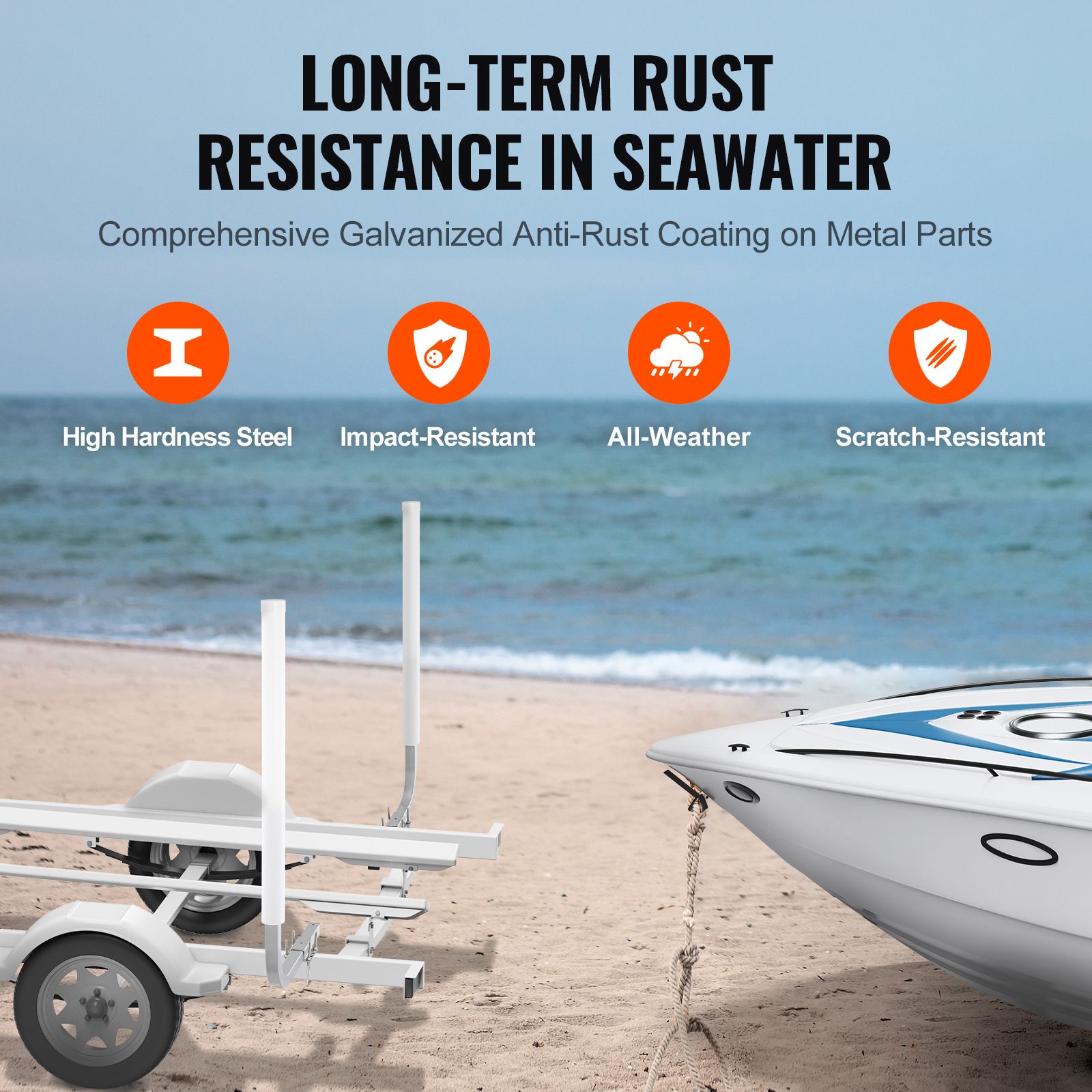 Boat Trailer Guide, 1016mm Adjustable Design Trailer Guide Poles, 2PCS High-Hardness Steel Trailer Guide-Ons, Trailer Guides with PVC Pipe Posts, for Ski Boat โ image 4