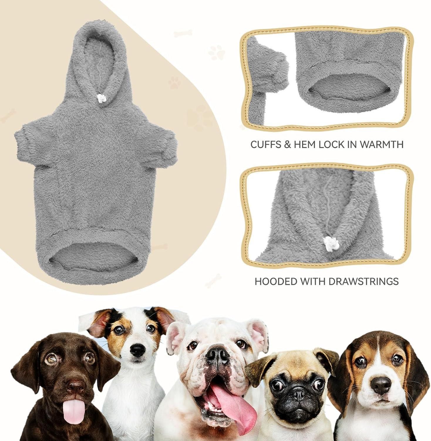 Dog Hoodie Double Sided Fleece Coat Gray Warm Jacket for Dogs - XL — image 5