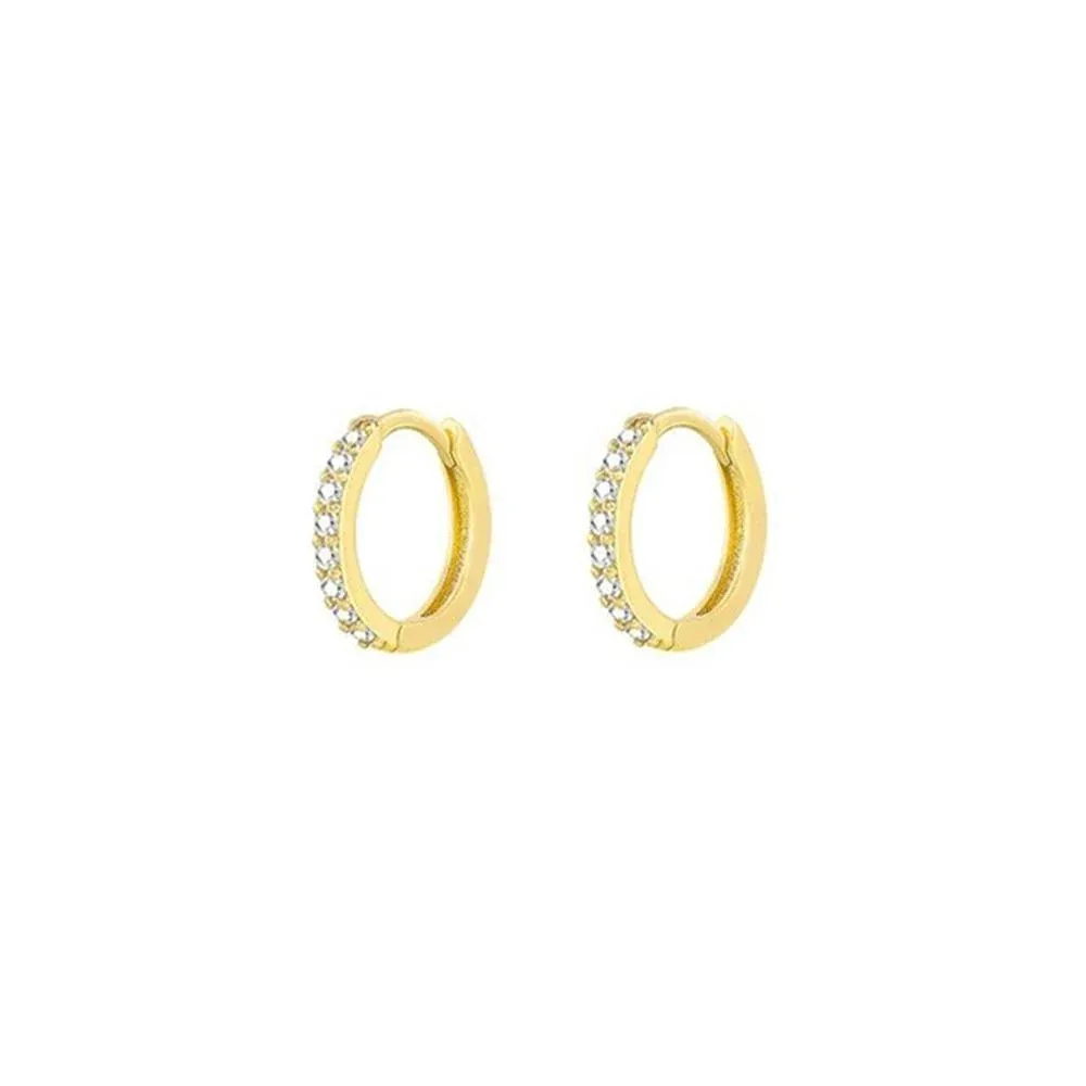 7sizes Hoop Earring Silver Zirconia Ear Huggie Hoop Cartilage Piercing Jewellery - Gold-6mm