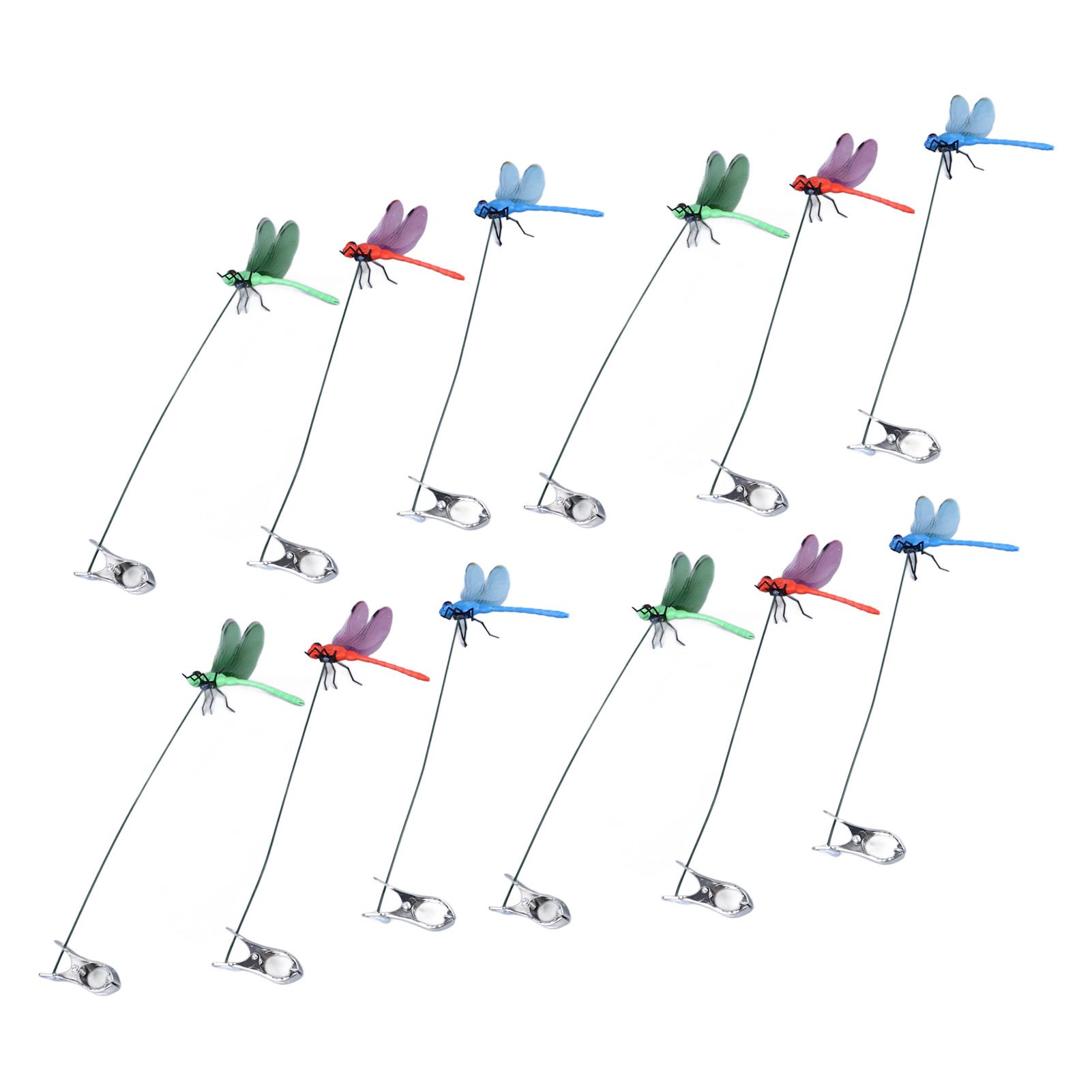 Dragonfly Clip Fake Dragonfly Pole Clips Natural Organic Concept 3D Dragonfly Garden Decor for Family Garden Potted Flowers Lawn House Statue 12Pcs — image 5
