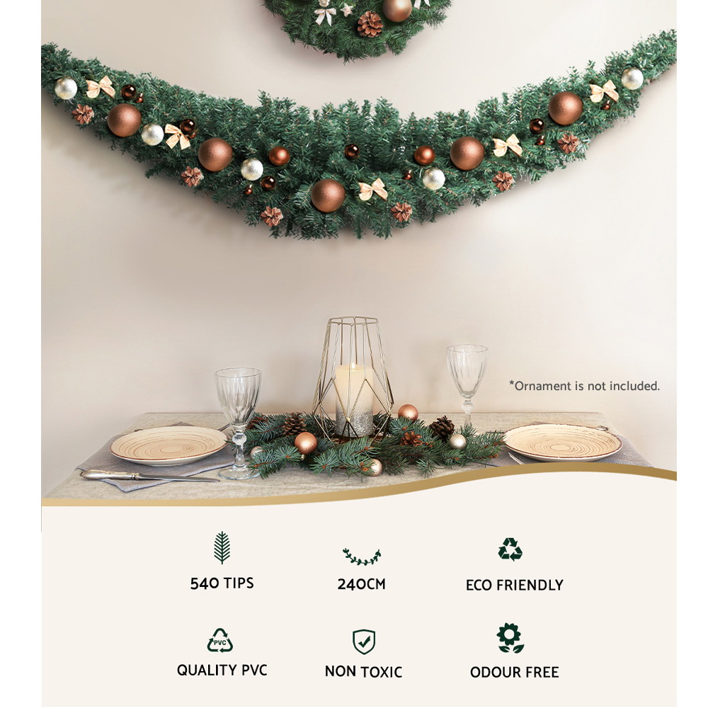Jingle Jollys 2.4m Christmas Garland Xmas Decorations Green Wedding Party โ image 4