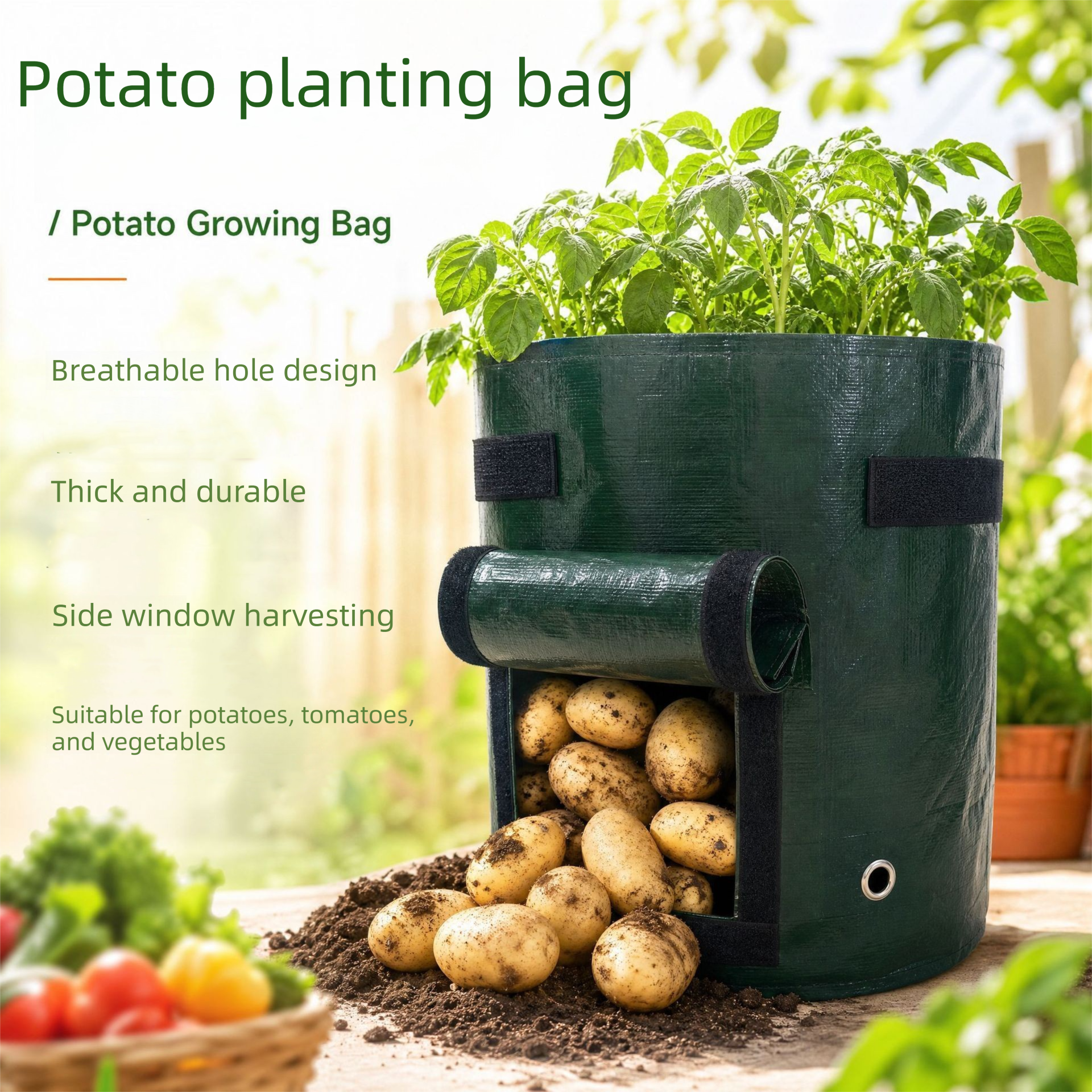 Potato Grow Bags 4 Pack 35x50cm Vegetable Planting Bags PE Garden Planter Bags for Potatoes Tomatoes Fruits and Vegetables — image 2