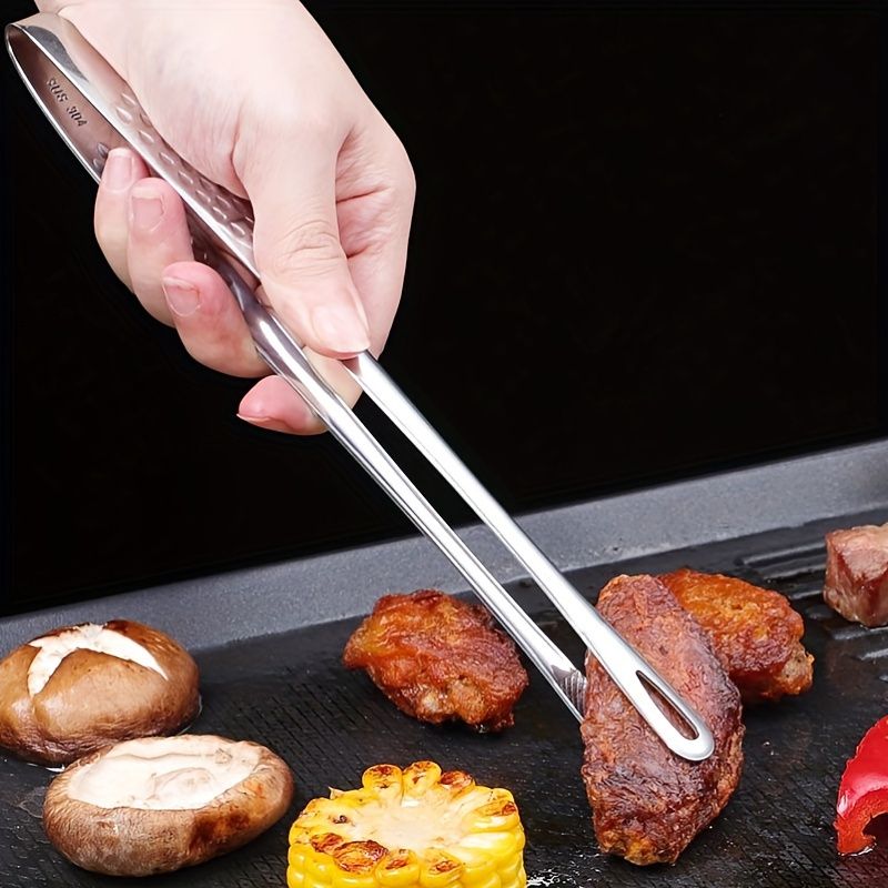 Barbecue Tongs Stainless Steel Tongs Kitchen Lengthened Food Tongs Roast Meat Shop Special Purpose Clipper Steak Tongs 2 pack (24 cm / 9.45 in) — image 3