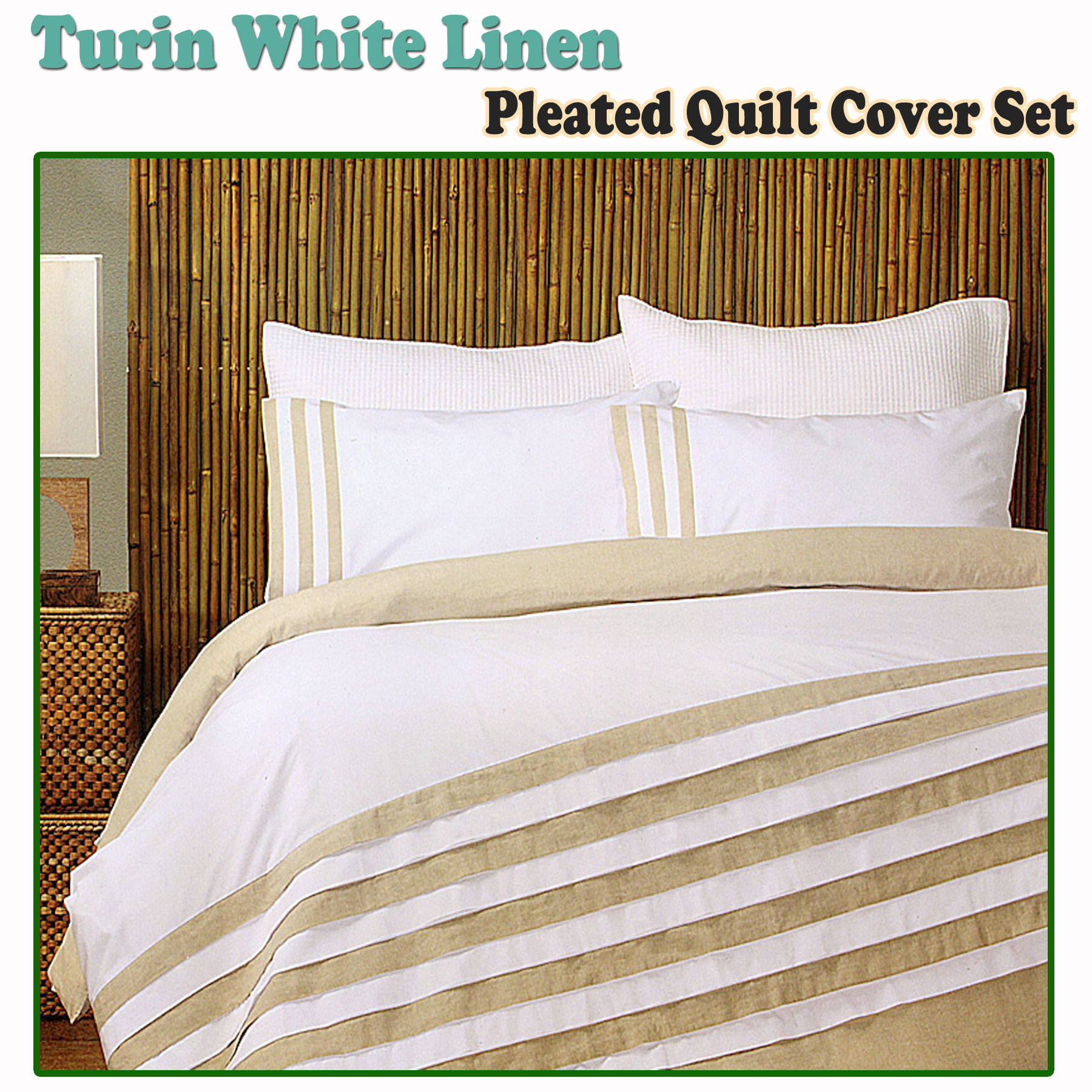 Turin White Linen Quilt Cover Set QUEEN โ image 2
