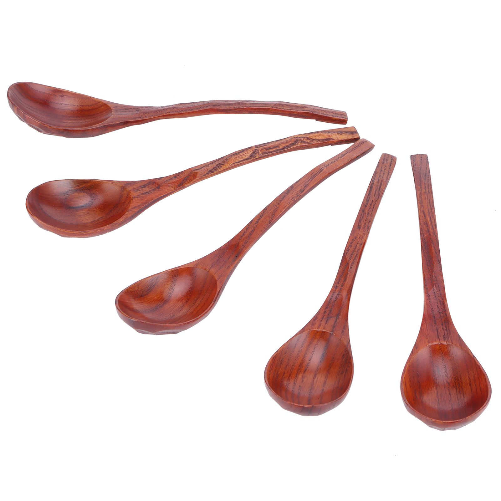 5PCS Japanese Style Wood Spoon Long Handle Soup Spoons Household Tableware Kitchen Tools — image 5