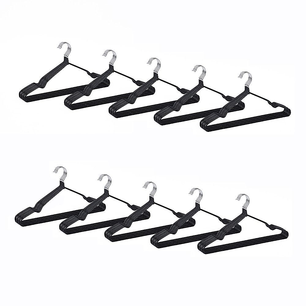 100x Metal Clothes Hangers Non Anti Slip Rubber Coated Wire Suit Coat Hanger — image 2
