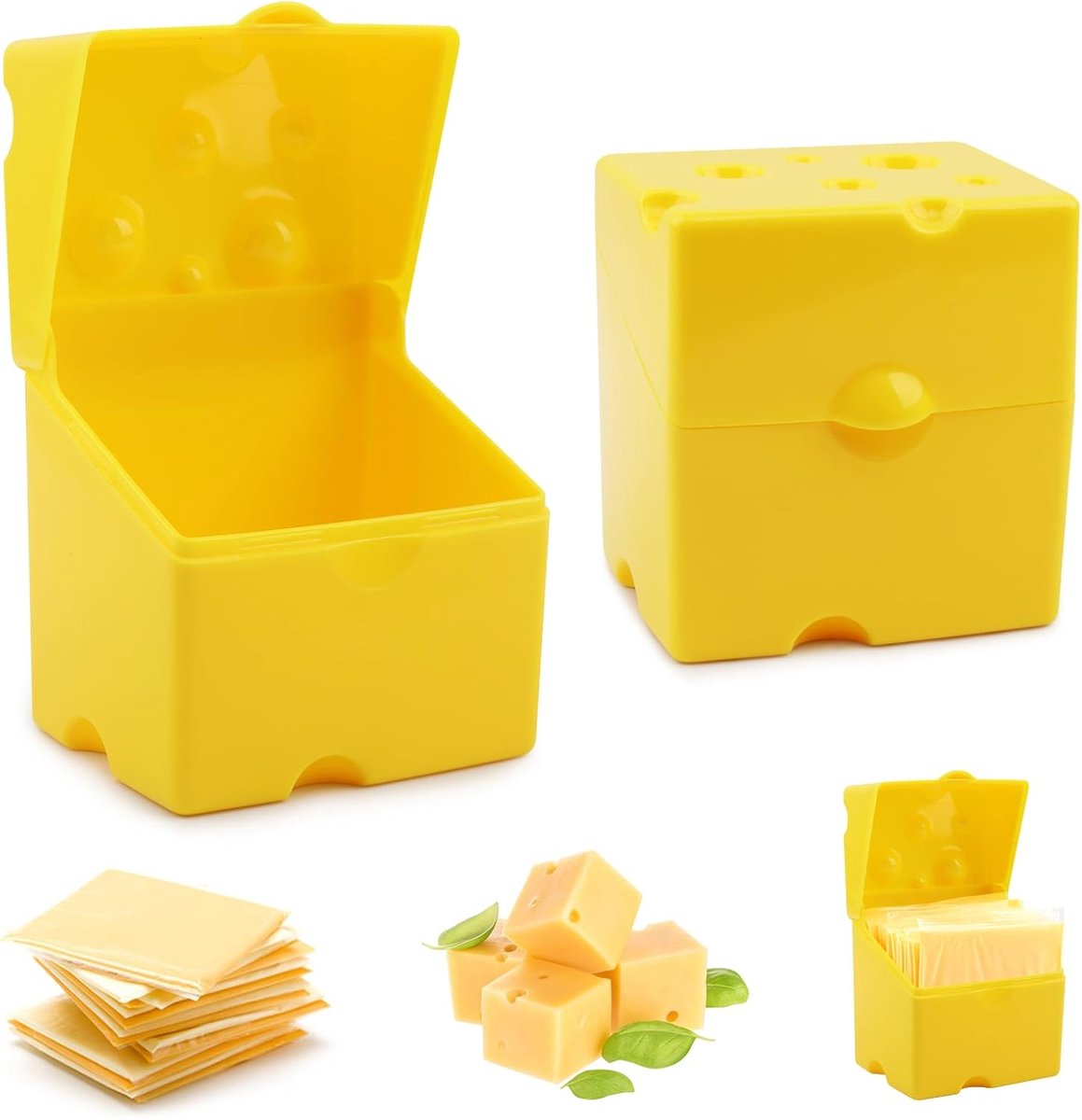 2-Pack Cheese Storage Boxes with Lids - For Sliced & Grated Cheese in the Fridge - Dishwasher Safe โ image 4
