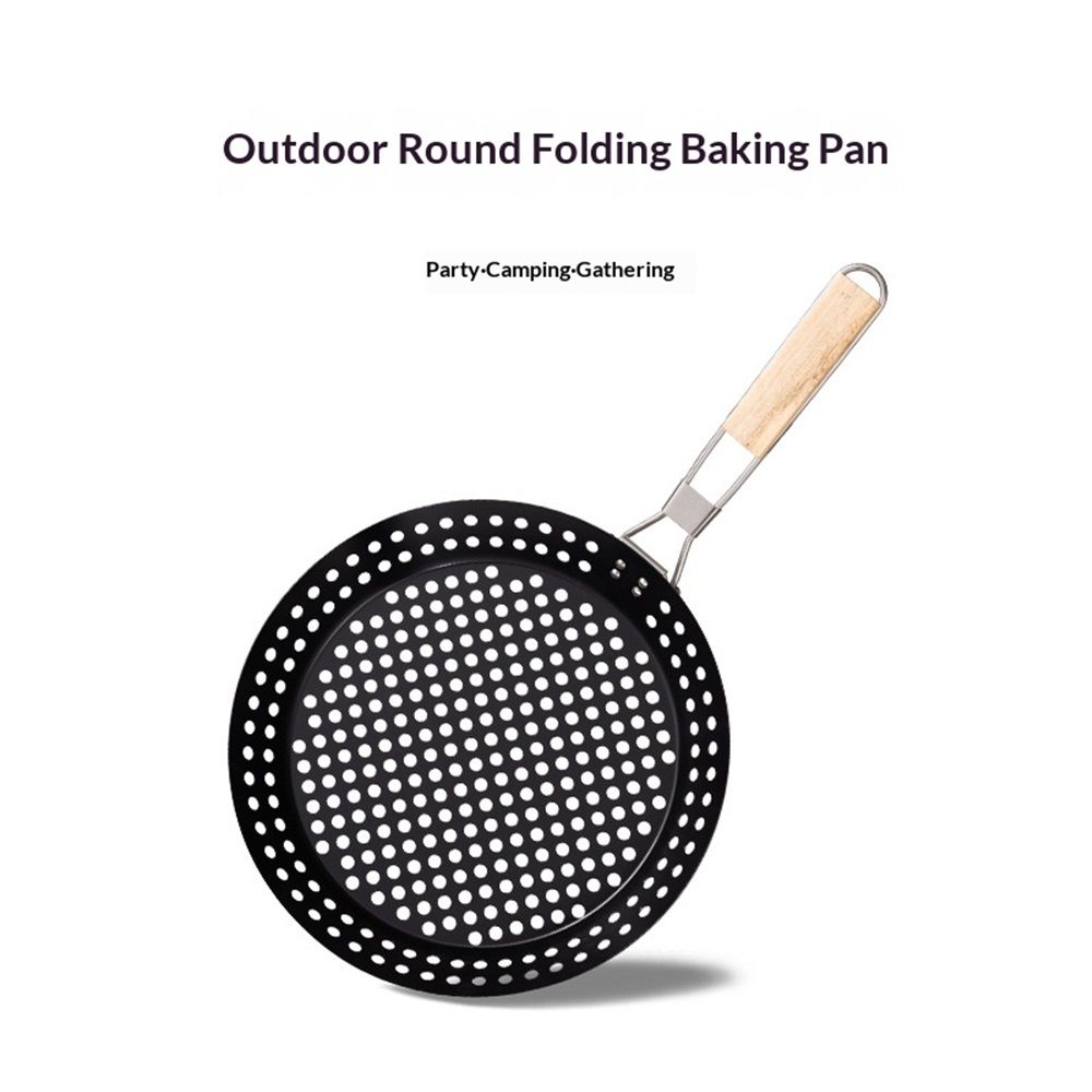 1 Piece BBQ Frying Pan with Holes, Non-stick BBQ Grill Pan, Stainless Steel Barbeque Woks, Grill Basket Vegetable with Handle | Vegetable Charring Pan for — image 5