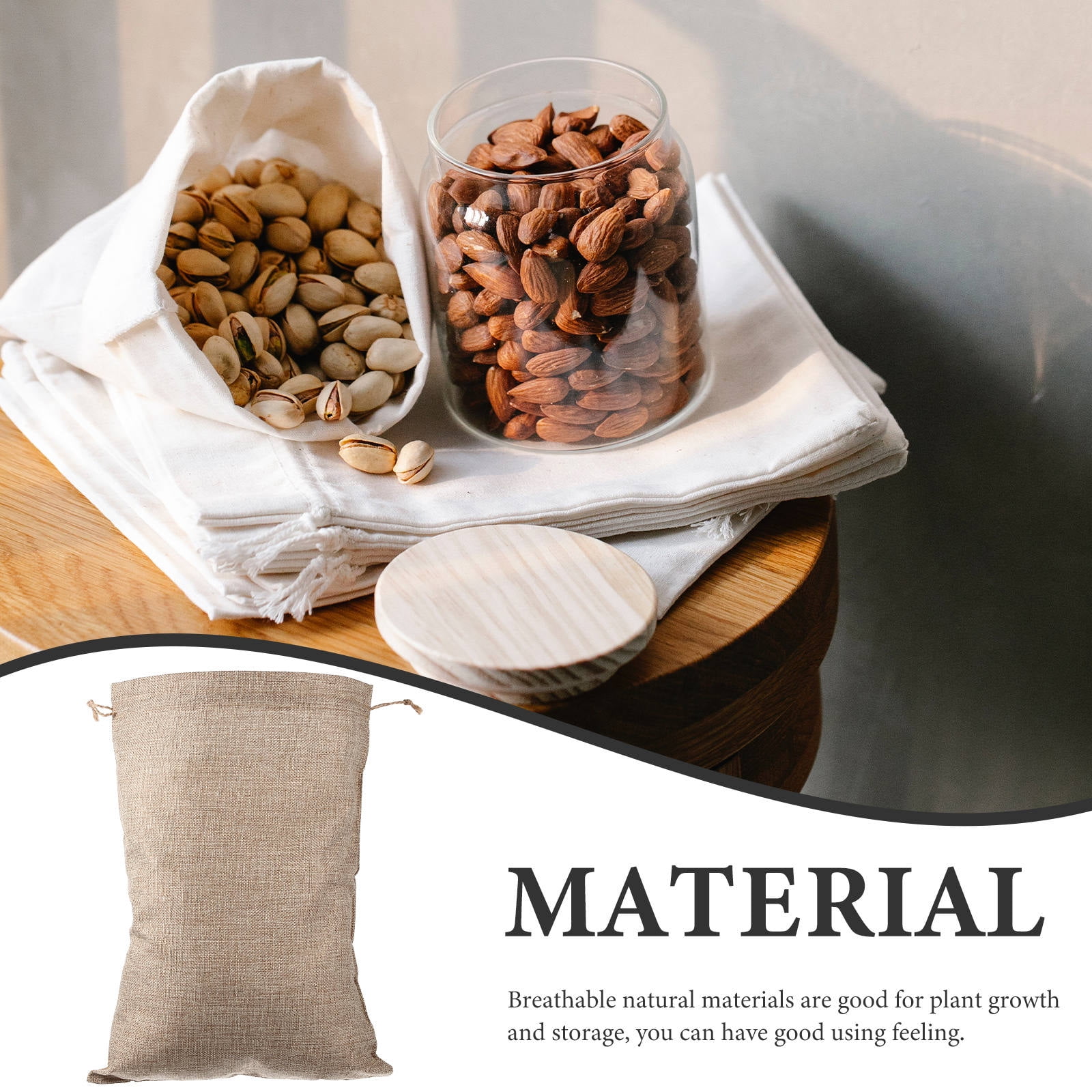 6 Pcs Vegetable Bags for Storage Small Burlap Food Jute Tote Khaki — image 5