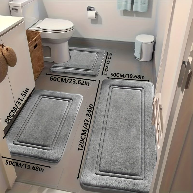 Bathroom Rug Set Bathroom Accessories Absorbent Rug Soft Rug Bathroom Decor - Cyan - Size 01 — image 4