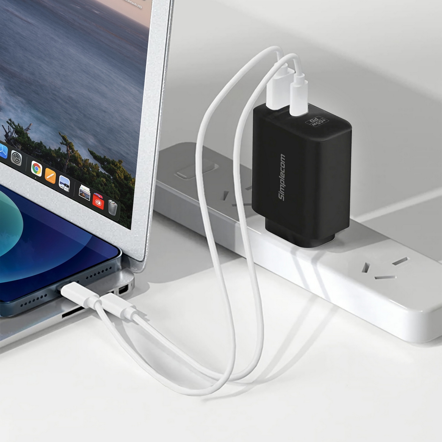 Simplecom CU265 Dual Port PD 65W GaN Fast Wall Charger USB-C + USB-A for Phone Laptop โ image 6