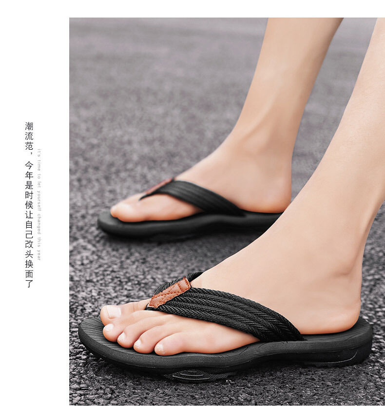 Men's Outdoor Non-Slip Flip Flops, 6 Colors EVA Lightweight Thick-Sole Beach Sandals for Casual & Sports(black-39) โ image 3
