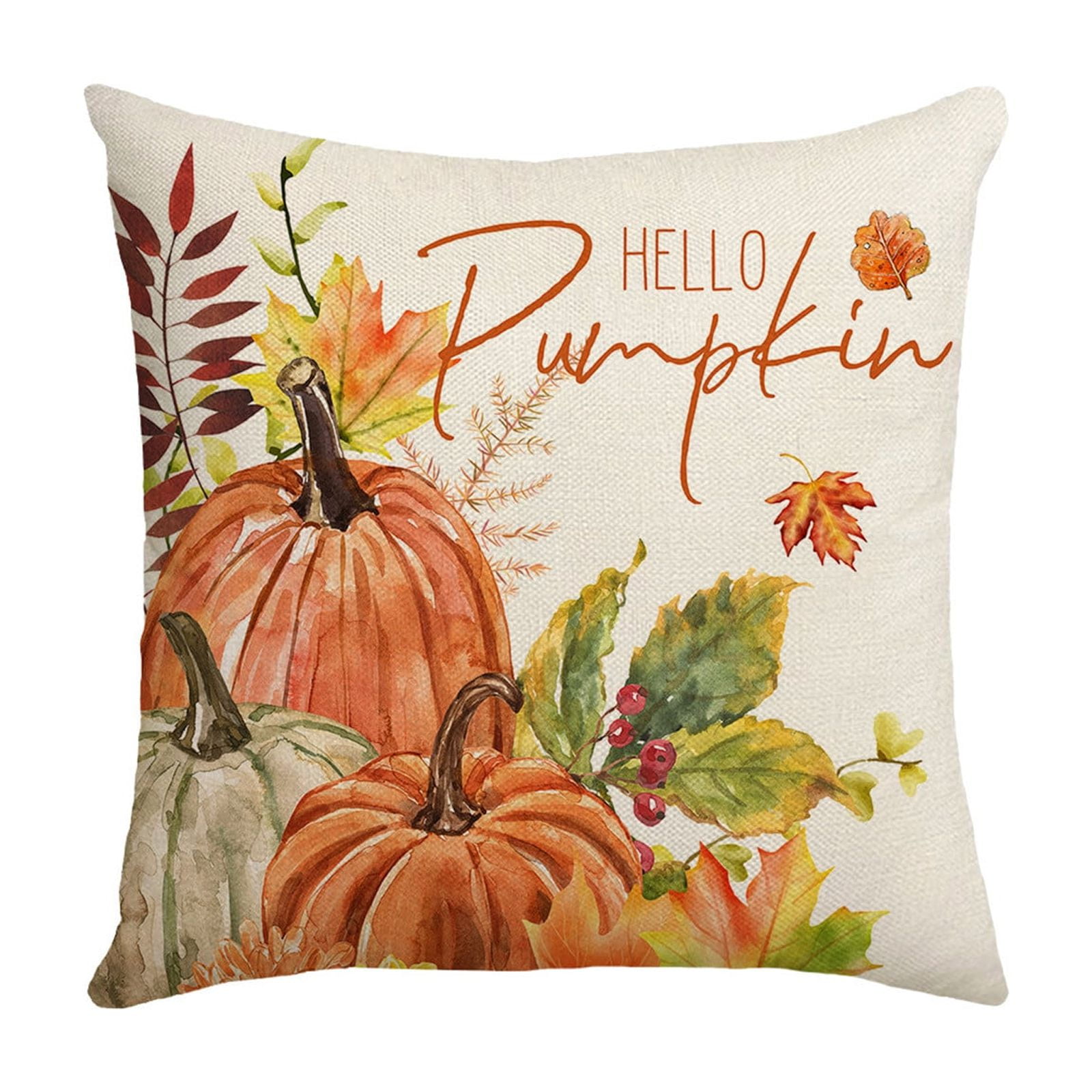Fall Pillow Covers 18 x 18 inch Pumpkin Maple leaves Throw Pillow Covers Outdoor Autumn Thanksgiving Harvest Farmhouse Pillowcase Cushion Case for Home Sofa