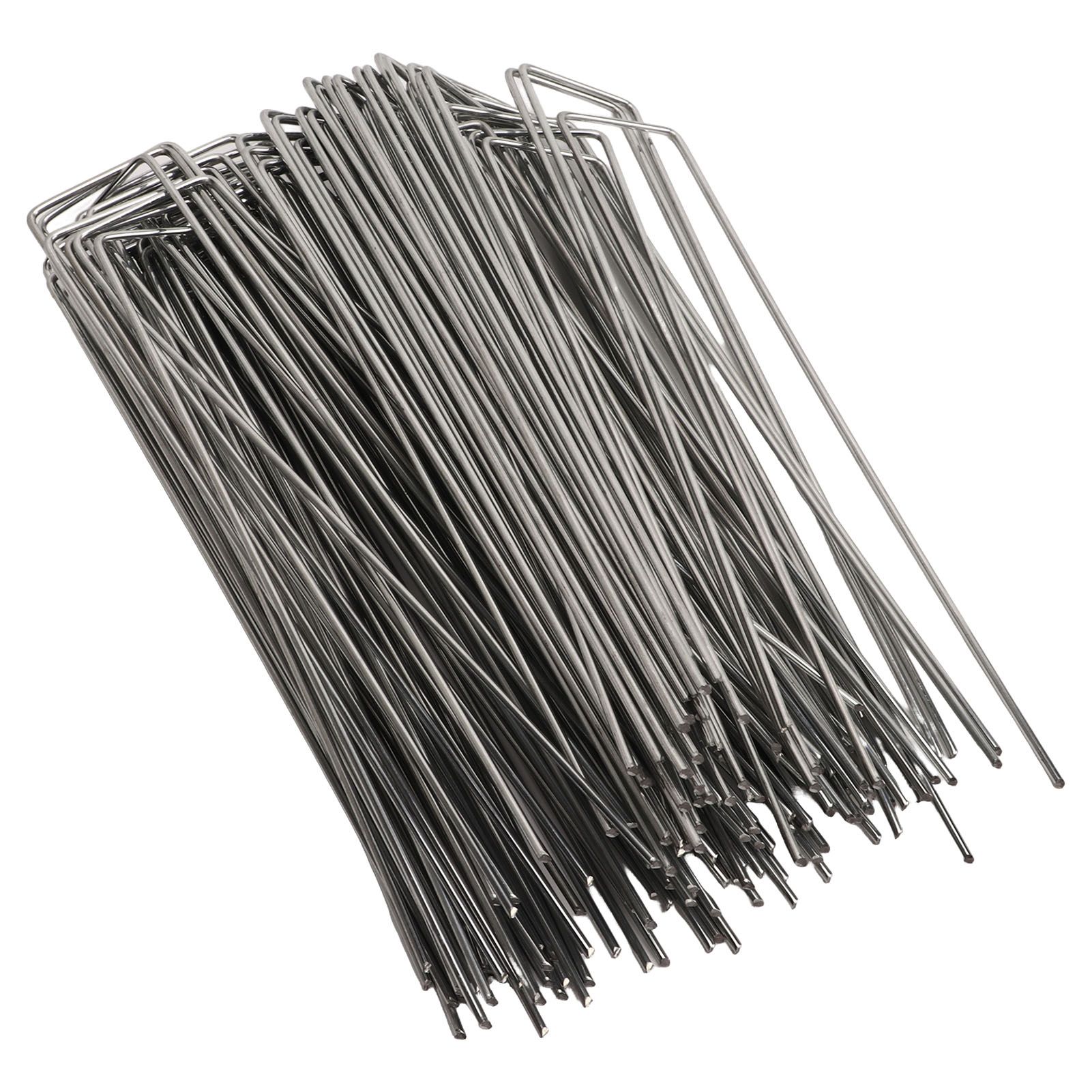 100Pcs U Shaped Garden Stakes Galvanized Steel Landscape Stakes Pins for Weed Barrier Sod Fabric Decorations Roughness 2.5mm/0.10in โ image 4