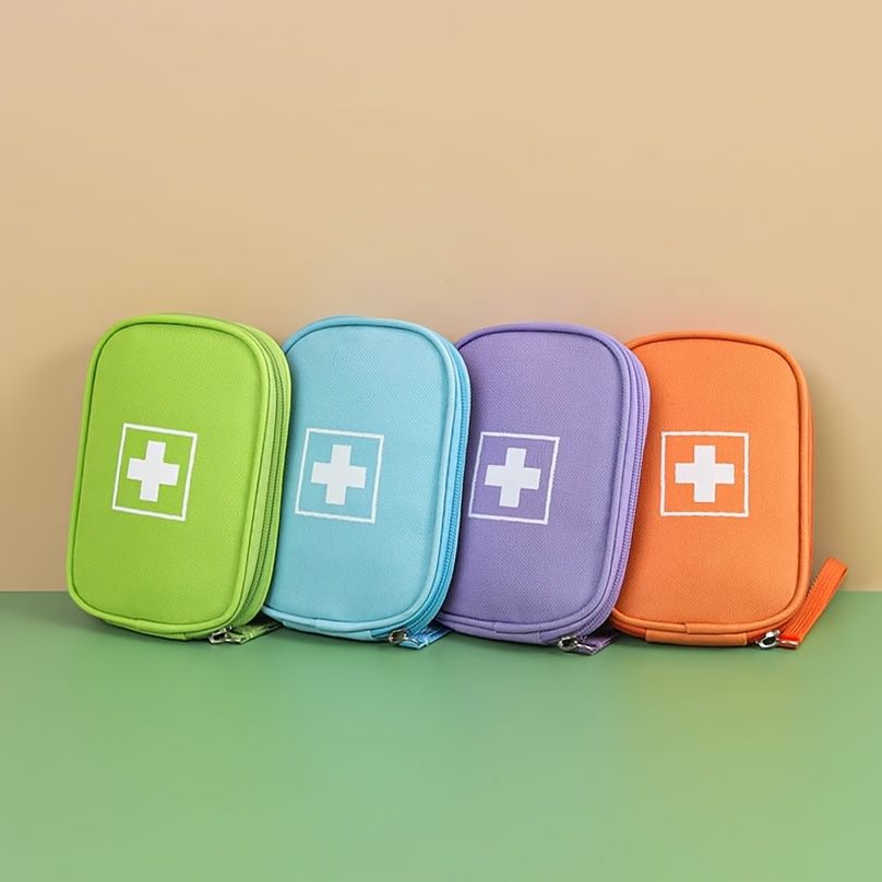 Small Portable Oxford Cloth Medicine Storage Bag, Solid Color Square Outdoor Pouch for Organizing Medications Blue — image 3