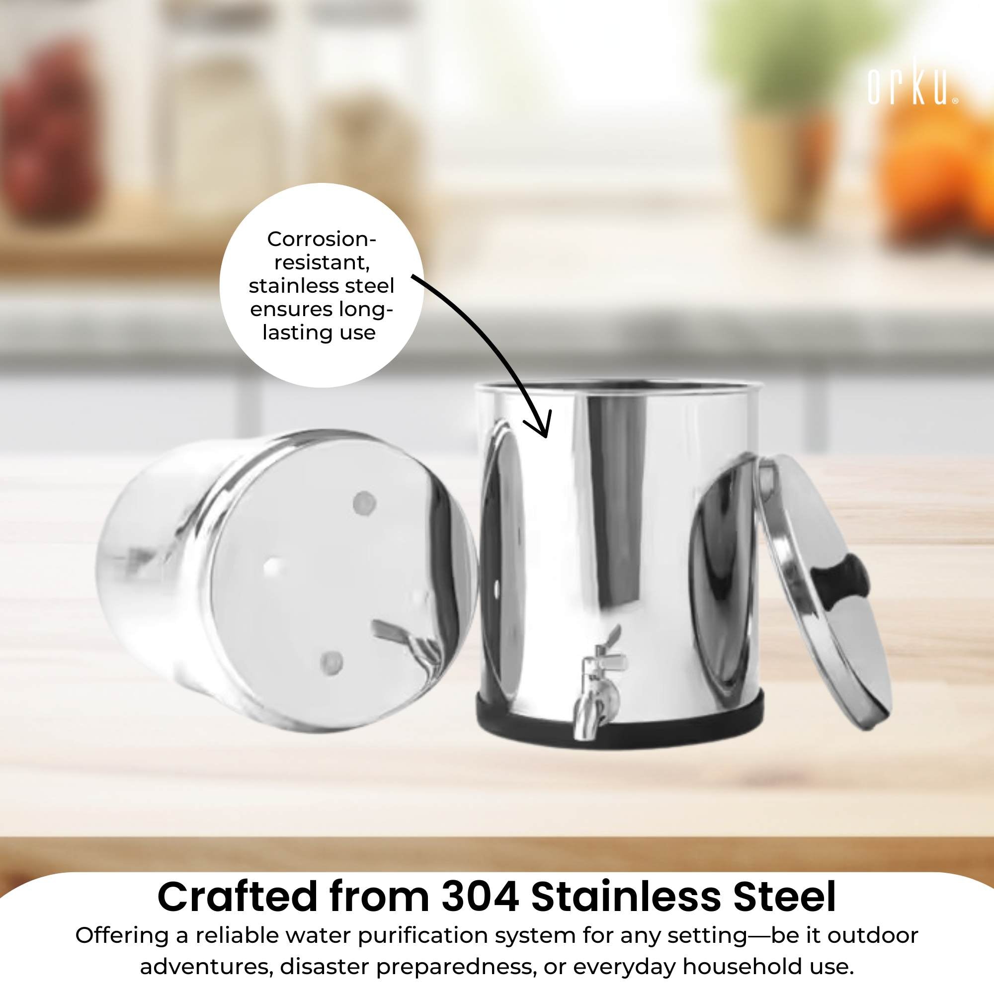 Orku 17L Gravity Benchtop Water Filter System - Stainless Steel — image 6