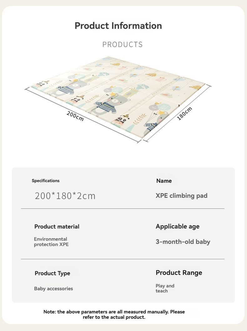 double-sided cartoon mat, folding mat, 2cm living room mat, game mat, odor-free mat, children play mat, foam mat, floor mat Australia - Many Treasures - Size — image 5