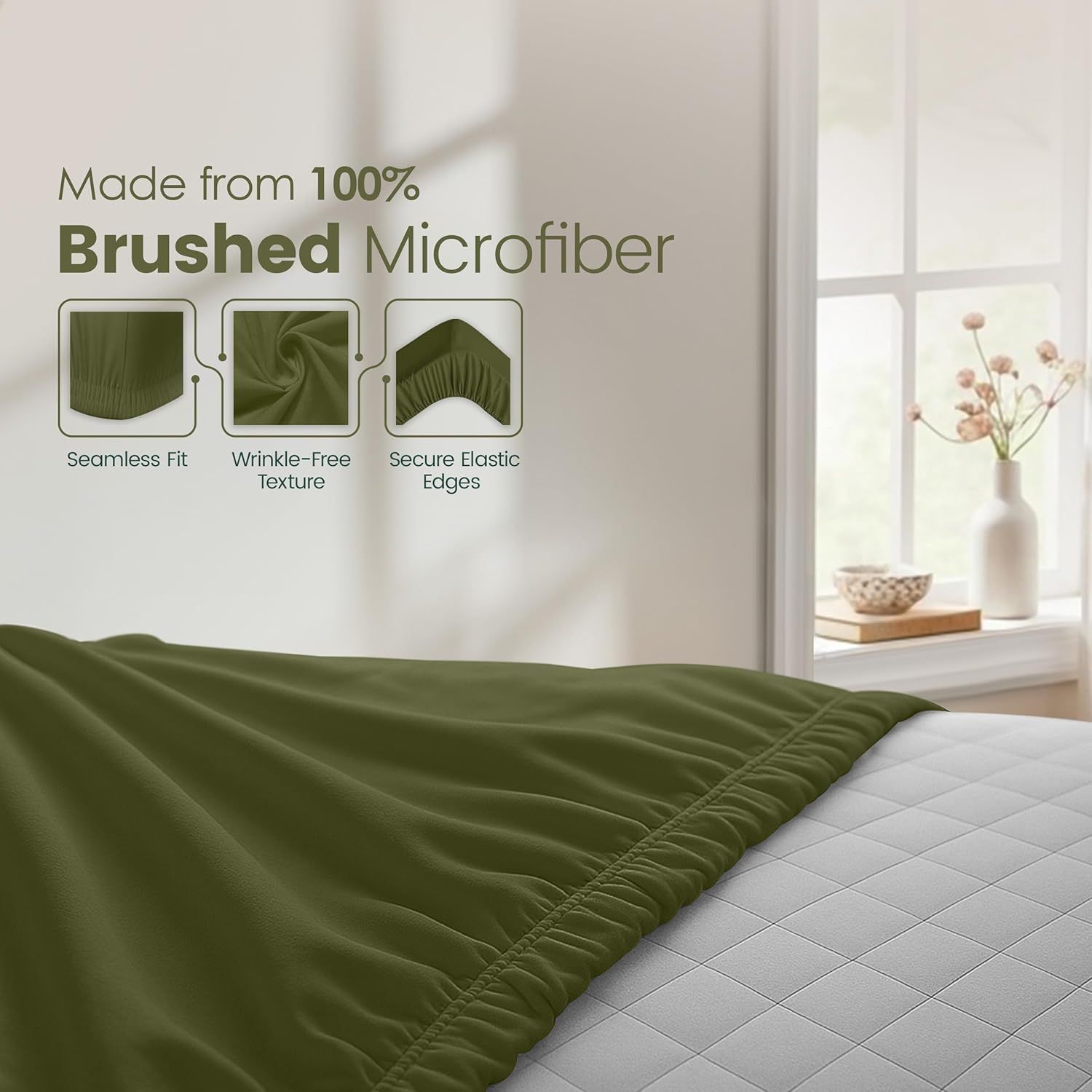 Hotel Quality Fitted Sheet - 1 Piece Fitted Sheet -Breathable Bedding - Wrinkle, Fade, Stain Resistant- 16inch/40cm Deep Pocket Fitted Bed — image 6