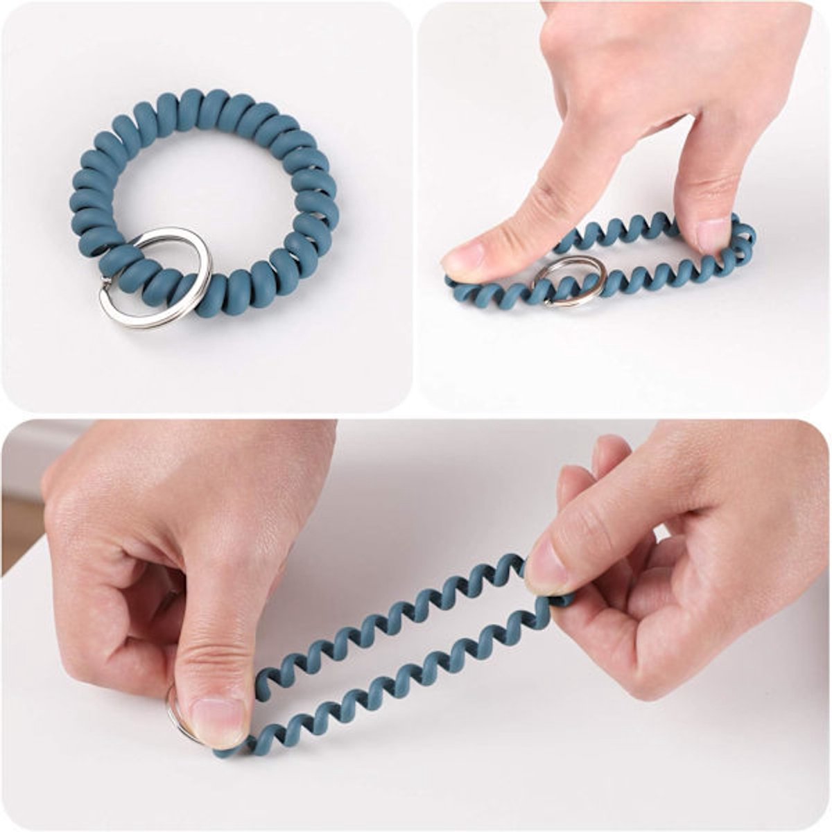 Elastic Bracelet Keychain - Flexible Spiral Bracelet Keychain - For Sauna, Gym, Swimming Pool, ID Card & Outdoor Sports 6-Pack โ image 3