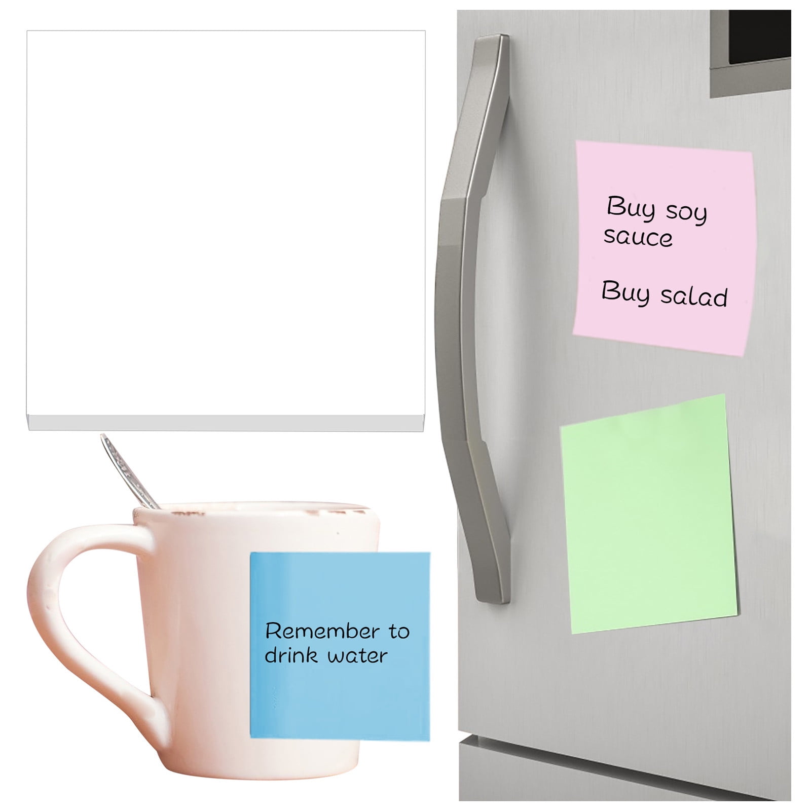 Premium 7.6 x 7.6 cm Sticky Notes Pad, Strong Adhesive Colourful Memo Pad, 100 Sheets for Office Home Reminders, White — image 2