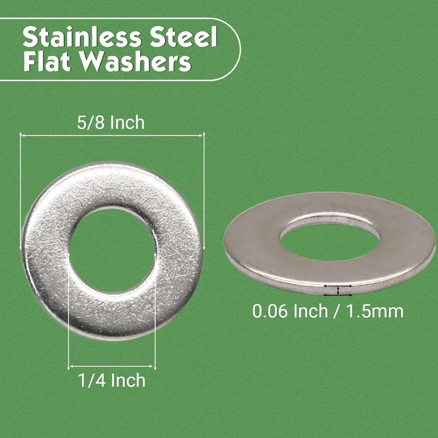 100 Pcs 1/4 Inch Flat Washers, 304 Stainless Steel Anti Rust Washers for Screws Bolts โ image 5