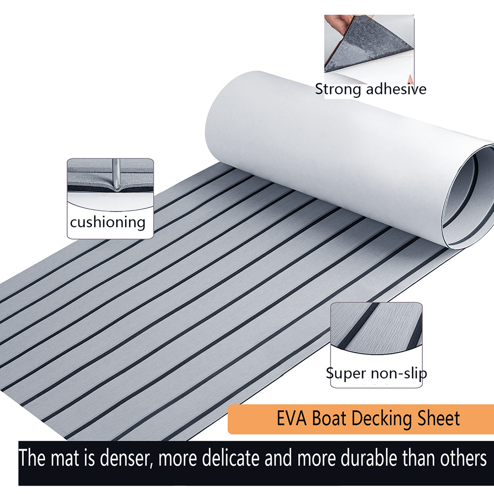 Grey Striped EVA Boat Deck Mat - Waterproof Non-Slip Flooring for Yacht, Boat, and Outdoor Use(2400x450x6mm) โ image 4