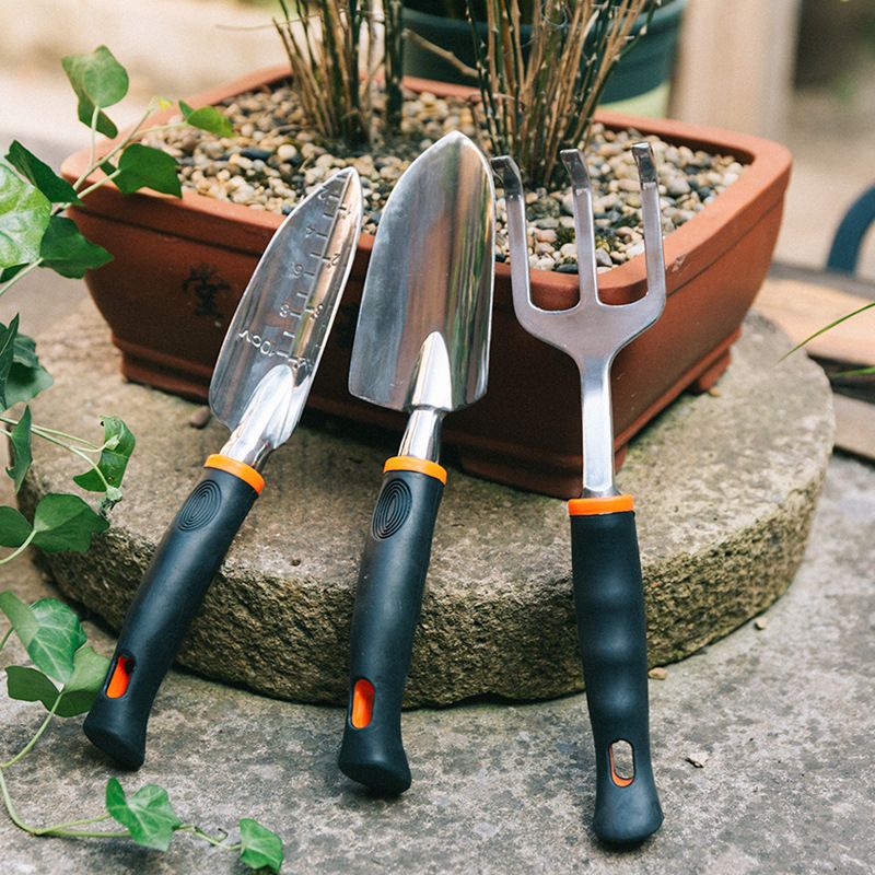 3 Pack Heavy Duty Gardening Tools Set Include Garden Shovel,Transplant Trowel and Hand Rake with Ergonomic Handle, Aluminum Alloy โ image 3