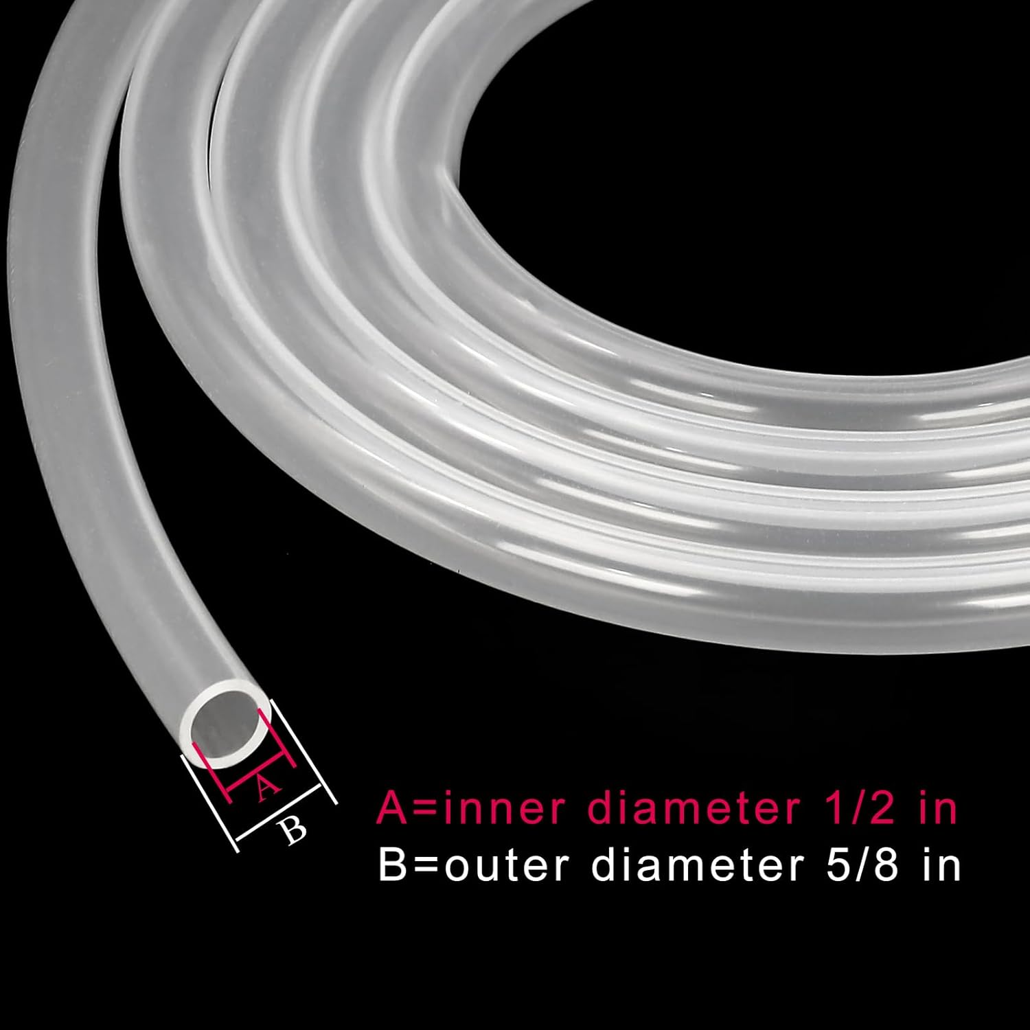 Silicone Tubing 1/2" ID x 5/8" OD - 10ft Length Food Grade Silicon Tube Flexible High Temp Pure Silicone Hose for Home Brewing Wine making (9.84ft) — image 2
