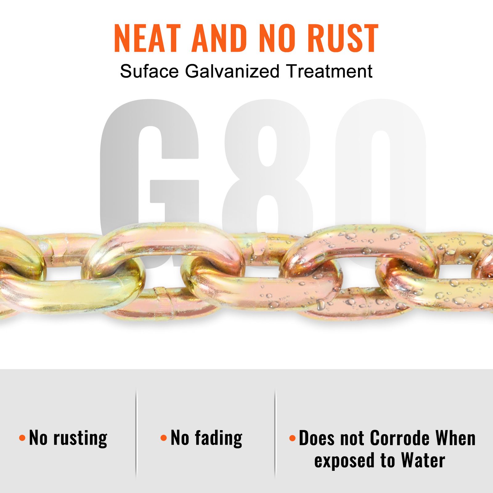 Transport Binder Chain, 3220 kg Working Load Limit, 3/8''x20' G80 Tow Chain Tie Down with Grab Hooks, DOT Certified, Galvanized Coating Manganese Steel for โ image 4
