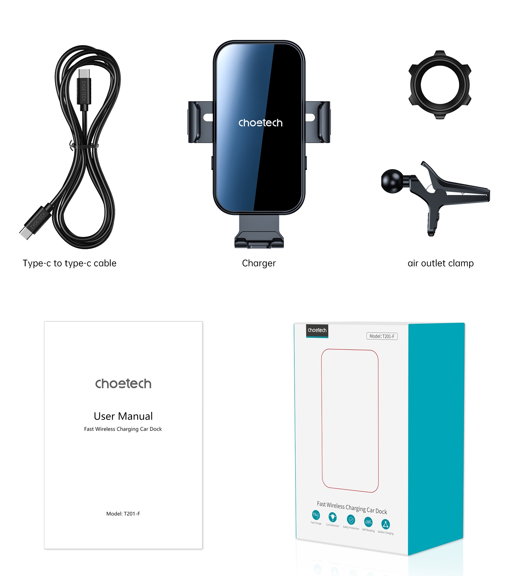 Choetech T202-F Fast Wireless Charging Car Dock — image 6
