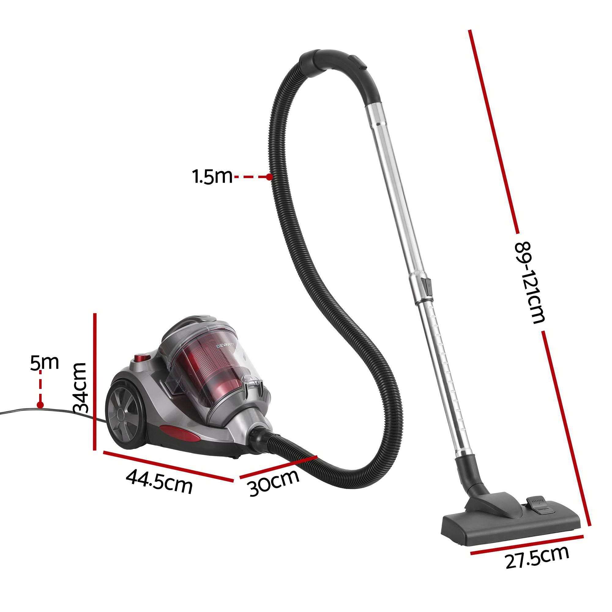 Devanti Vacuum Cleaner Bagless Canister 2000W 25kPa Powerful Suction 4L โ image 2