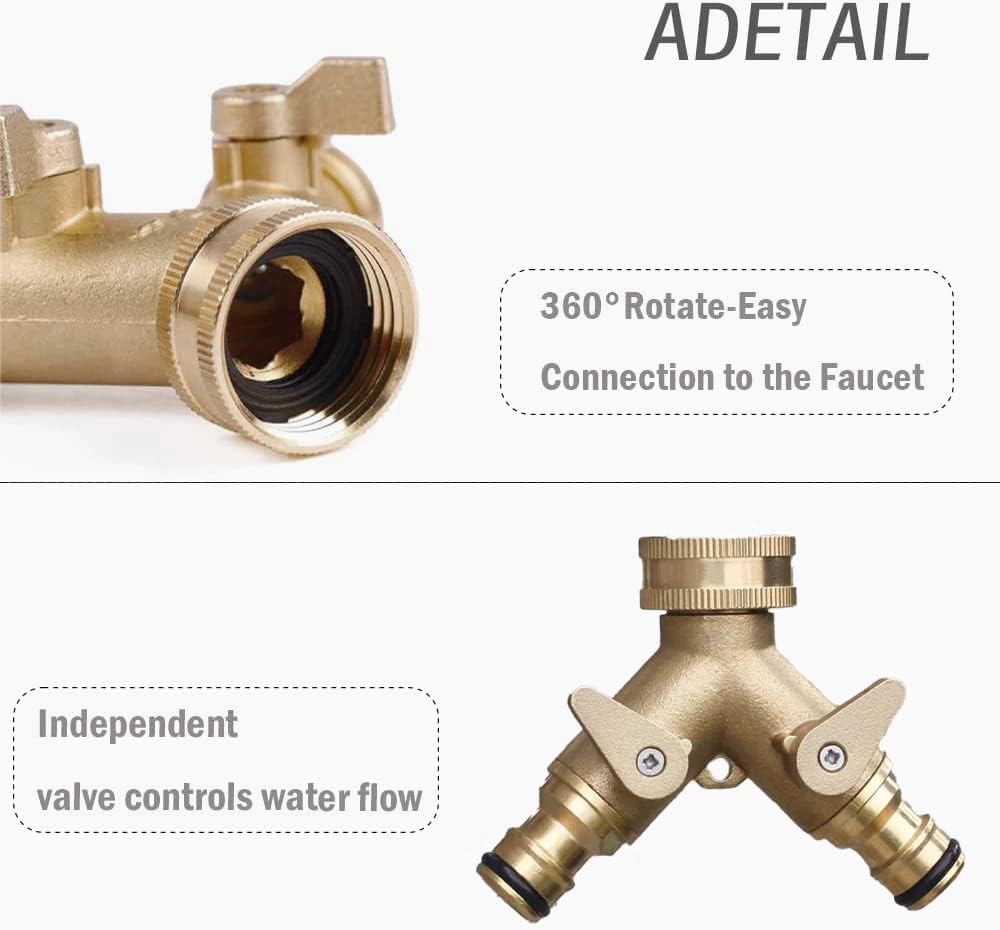 2-way brass tap connector, with single valves, yellow — image 2