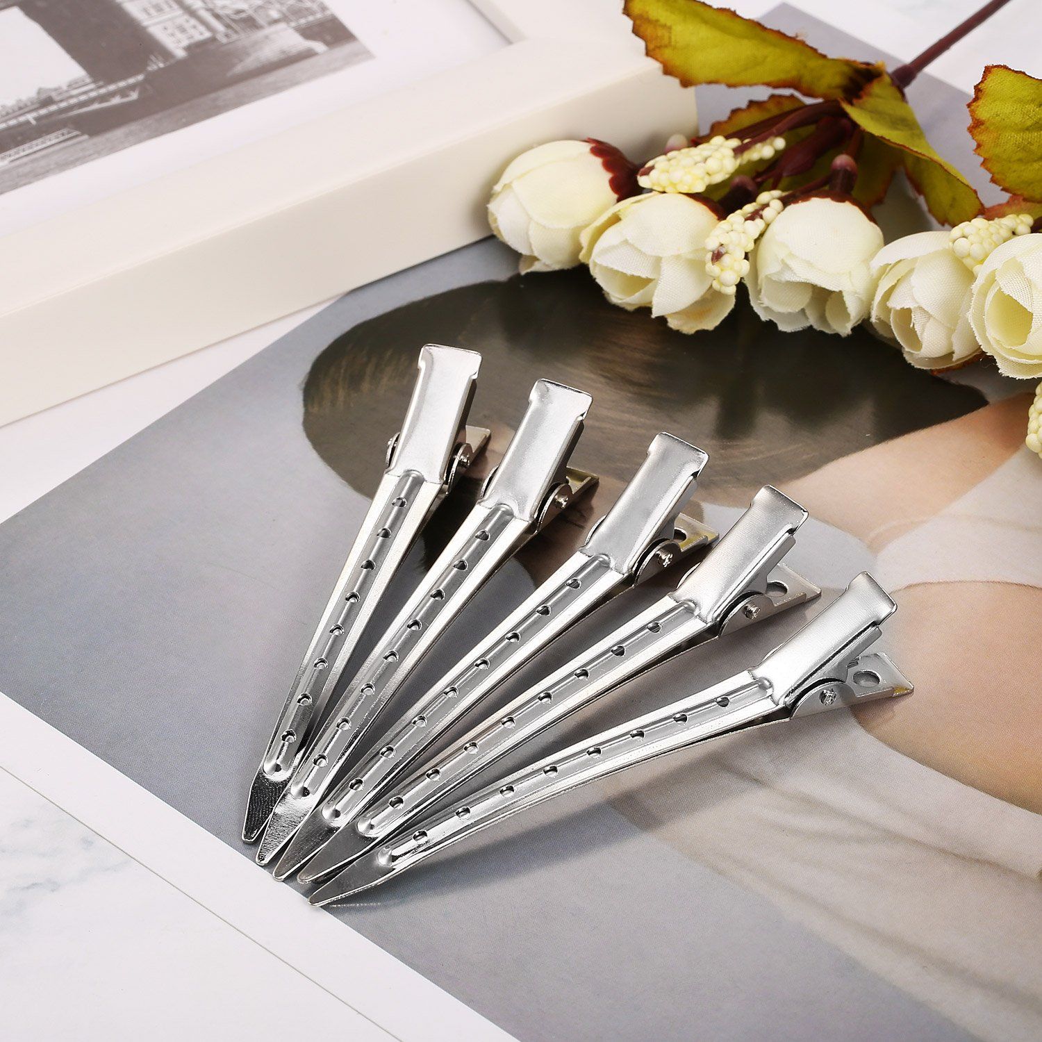 7 Pieces Duck Bill Hair Clips 3.5 Inches Duckbill Hair Clips Metal Alligator Curl Clips for Women Styling Sectioning Long Hair โ image 3