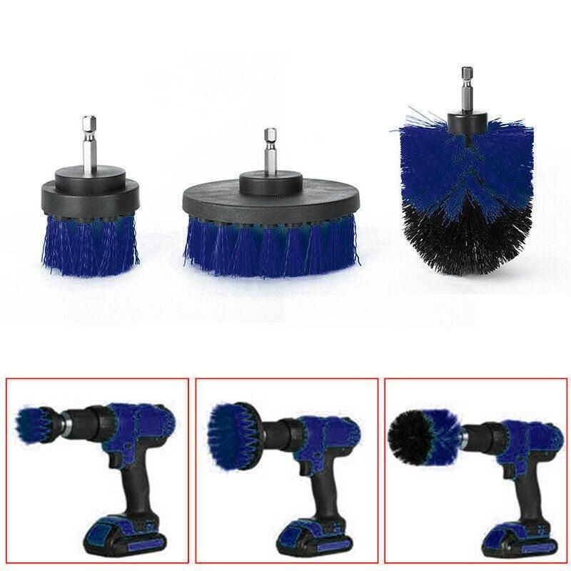 3Pcs Drill Attachment Set Drill Brush Kit Bathroom Carpet Cleaning Tool Scrubber - Blue โ image 6