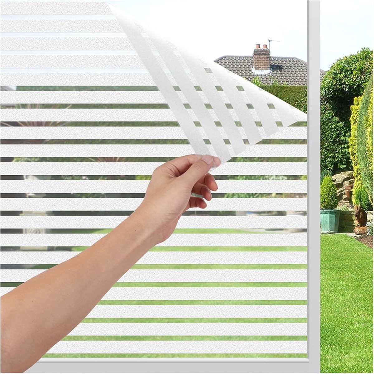 Privacy Window Film Frosted Glass Window Film 17.5 x 78.7 in No Glue Window Static Cling Glass Door Film Anti-UV Glass Films Strips Frosted Sliding Window