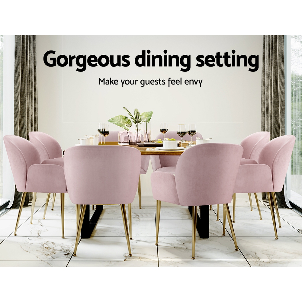 Artiss Dining Chairs Set of 2 Velvet Armchair Pink โ image 6