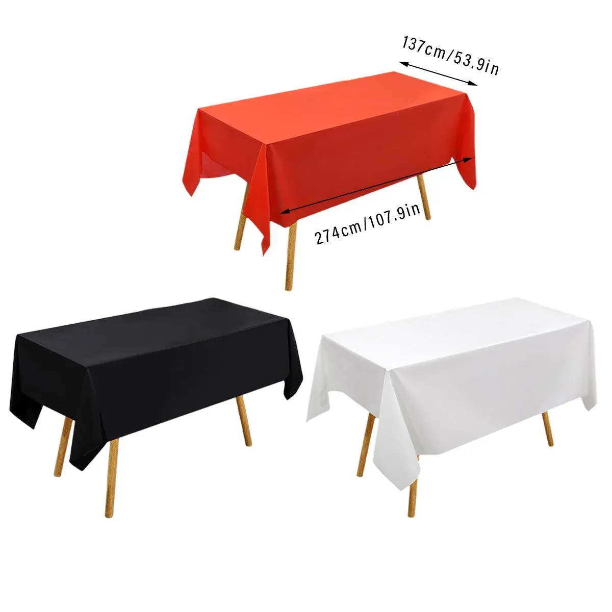 10pcs PEVA Rectangle Tablecloths Solid Colour Waterproof Party Table Covers - White β image 4