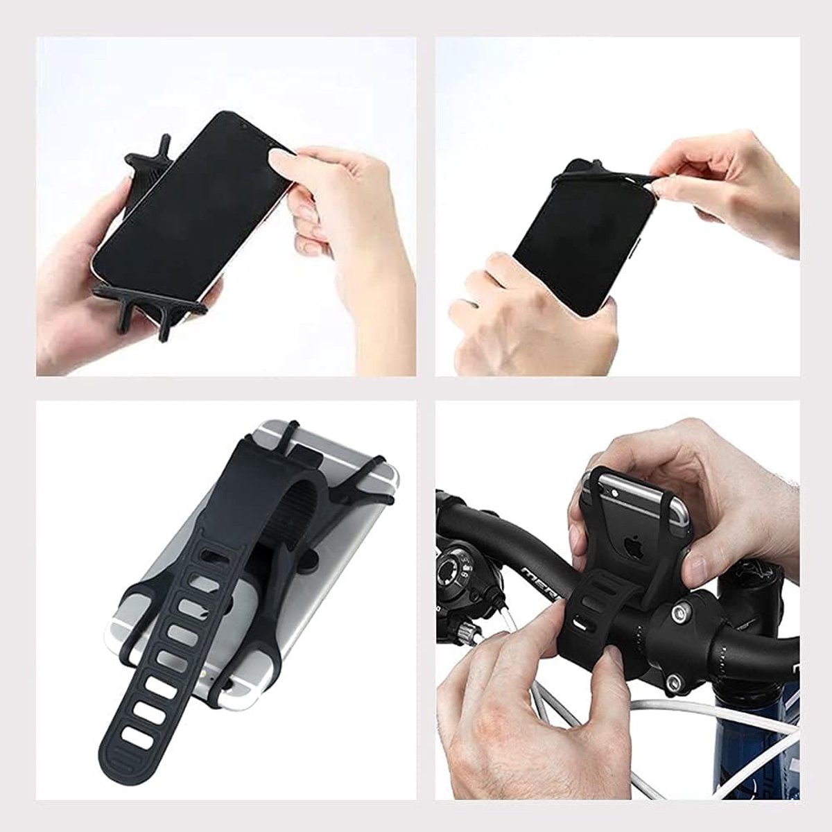Phone holder for bicycles and motorcycles with GPS/maps/music - Made of durable, non-slip silicone - Removable bicycle phone holder - For handlebars — image 4