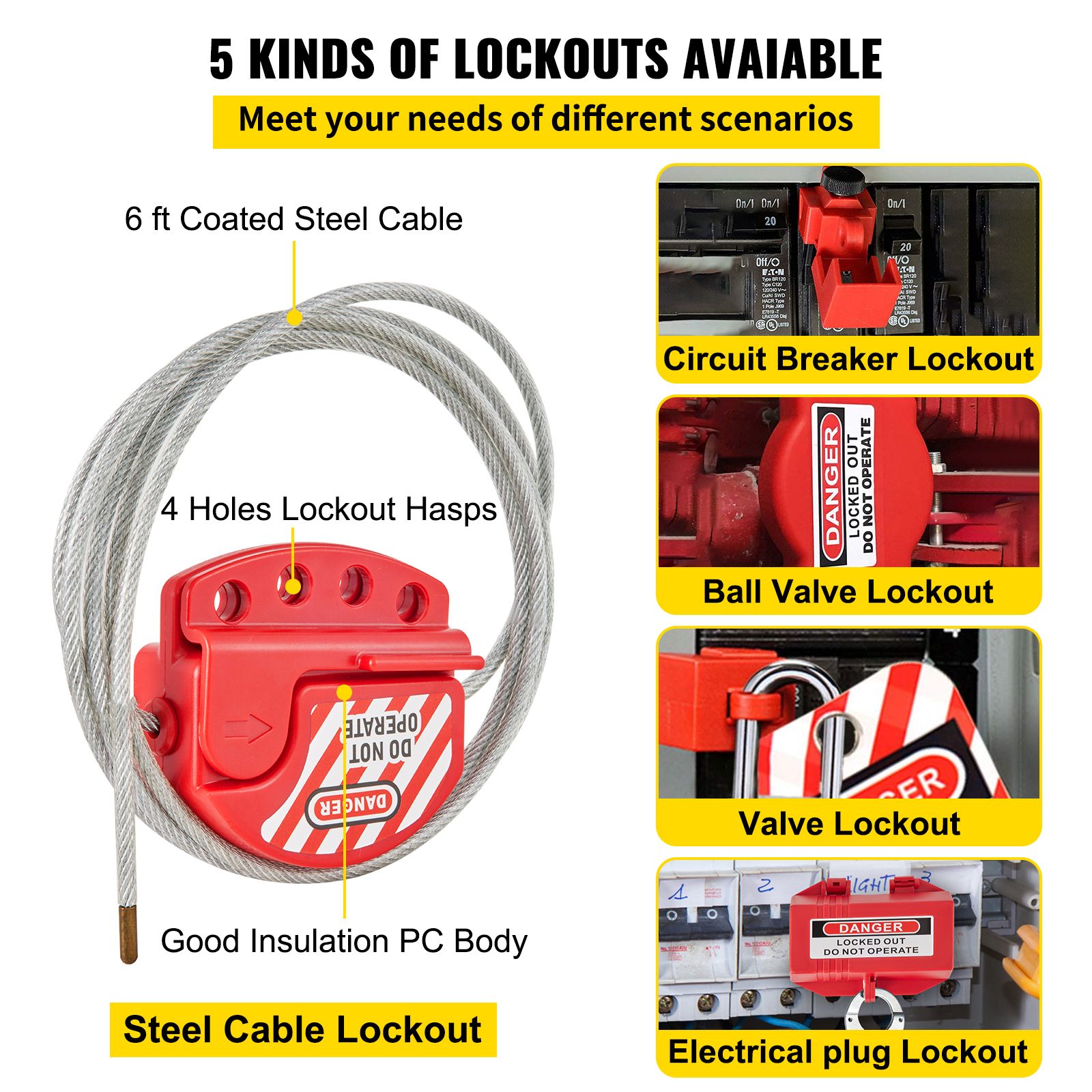 42 PCS Lockout Tagout Kits Electrical Loto Kit for Electrical Risk Removal — image 5