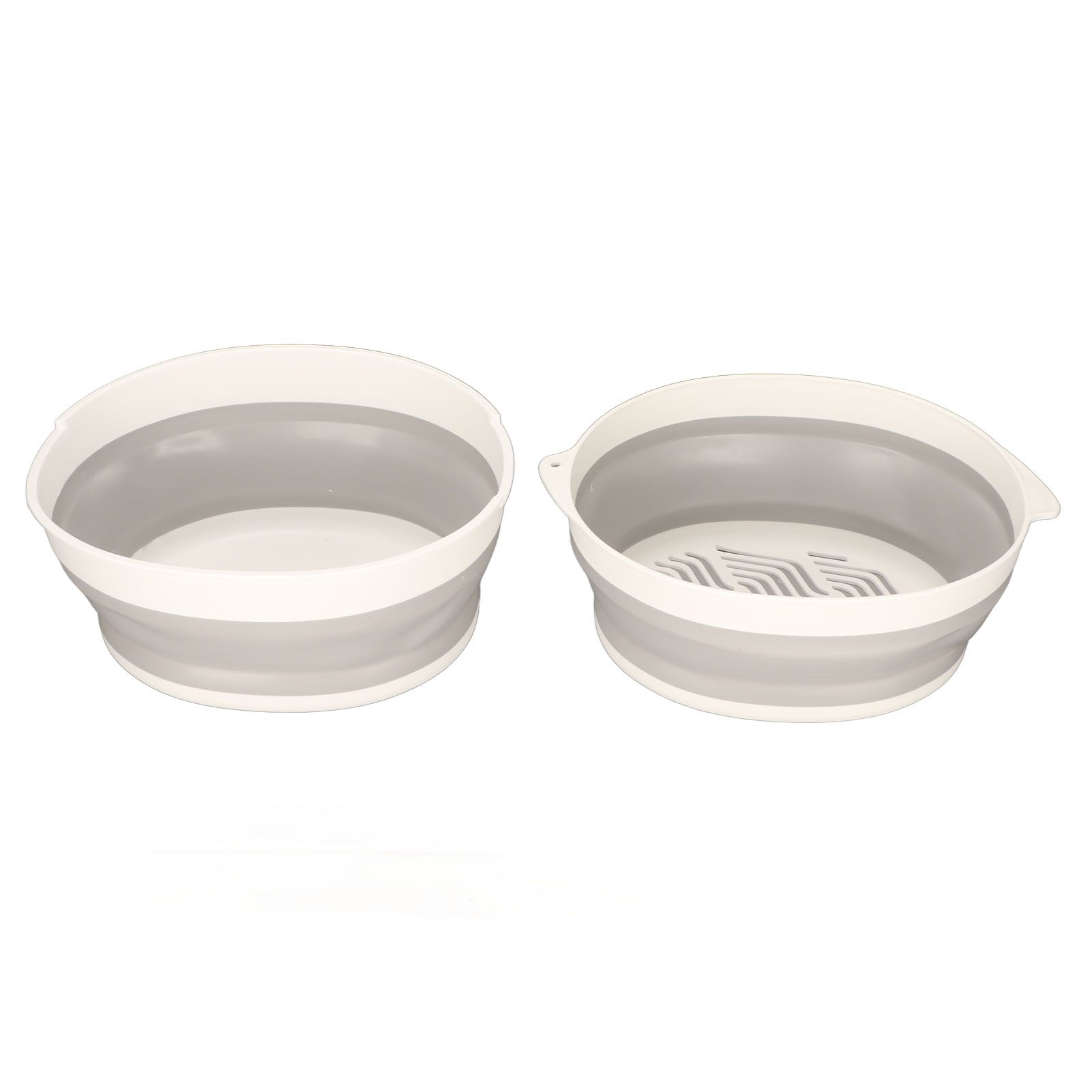 Double Layer Drain Basket Separate Design Foldable Portable Fruit Vegetable Storage Basket for Kitchen Outdoor Travel Gray White Small โ image 6