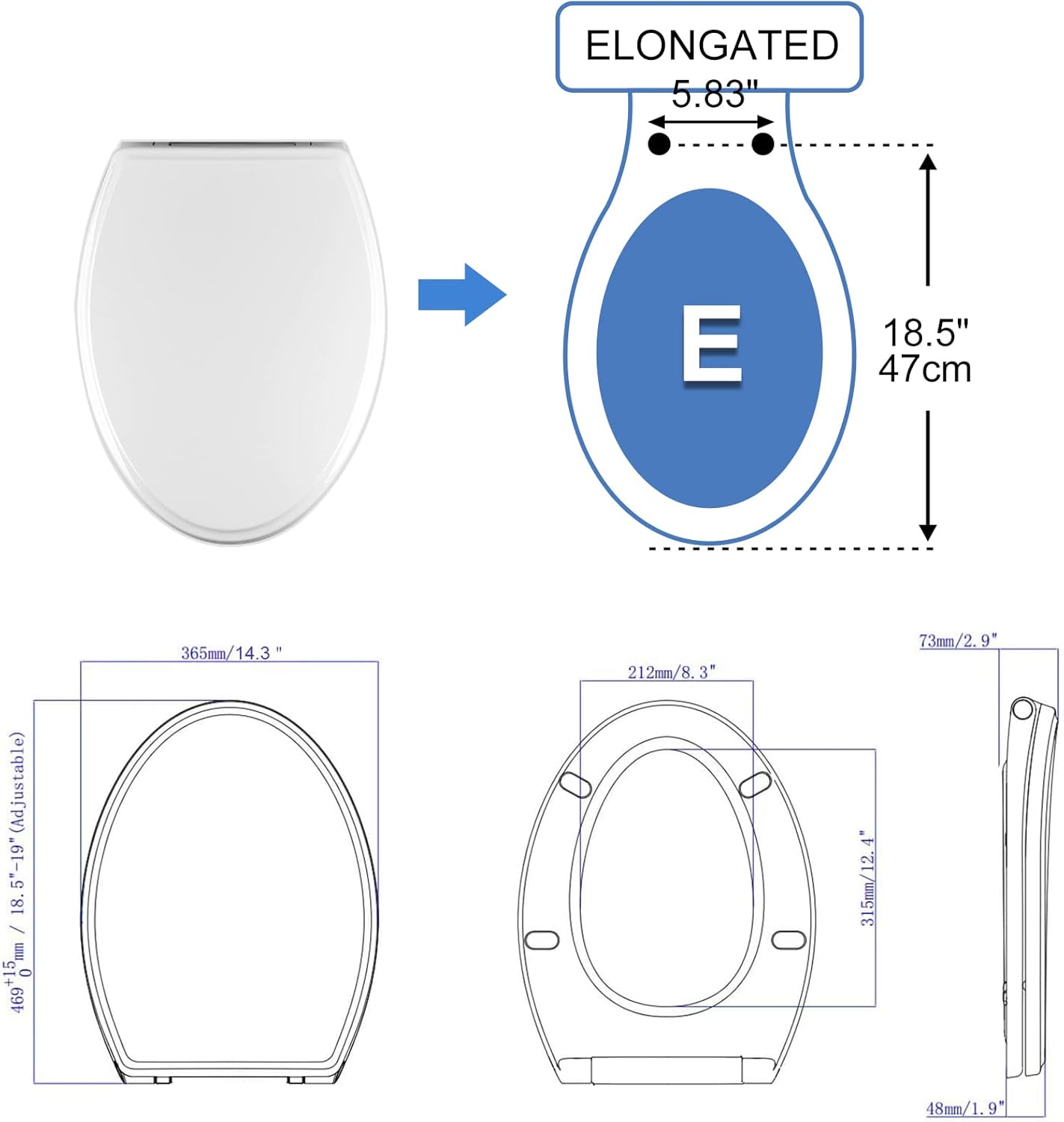 Premium Elongated Toilet Seat with Toilet Seat Bumpers โ image 5