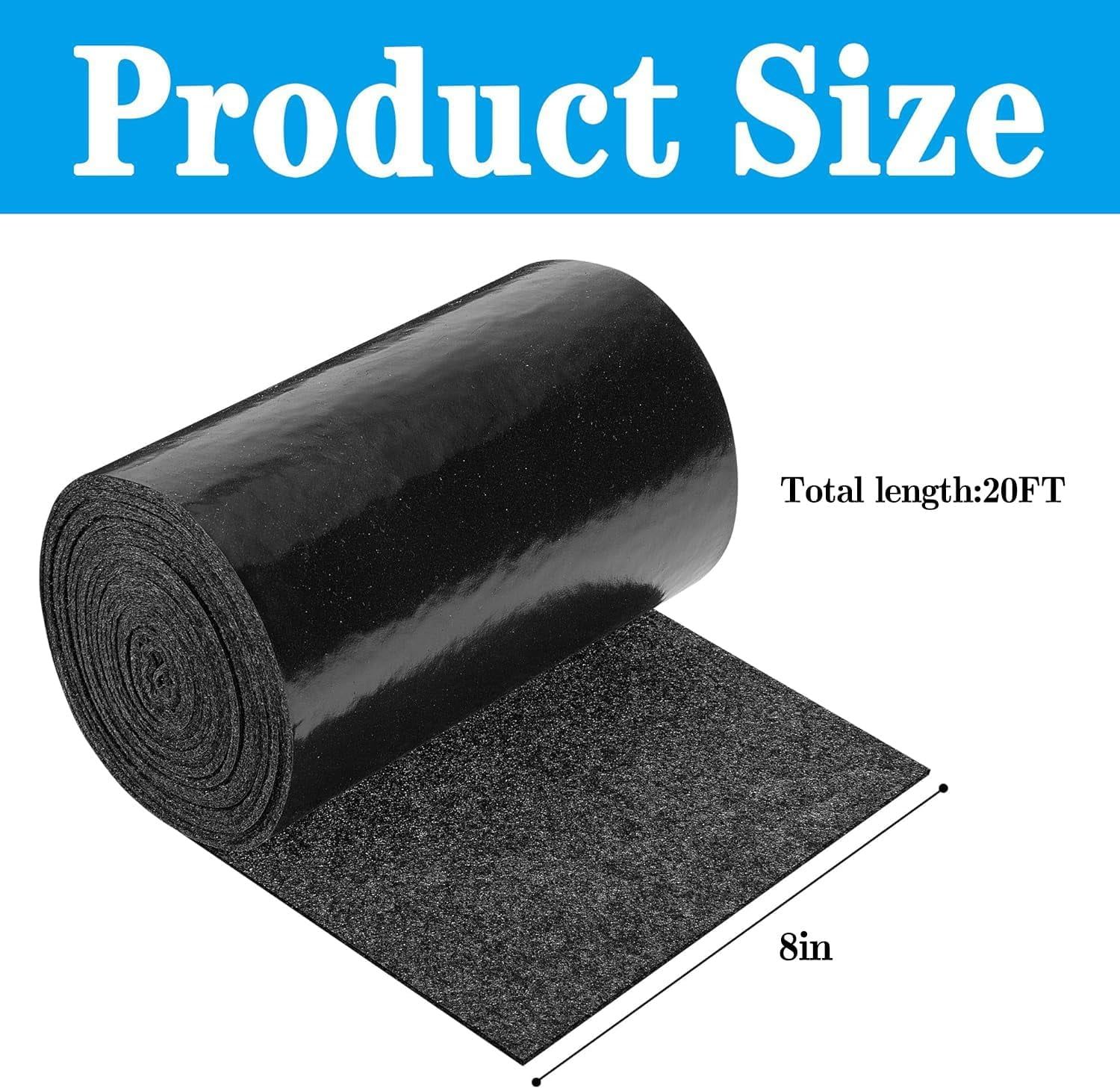 Boat Trailer Bunk Carpet Roll, Felt Marine Padding with Anti Slip PE Backing, Black 20 Ft x 8 In — image 2