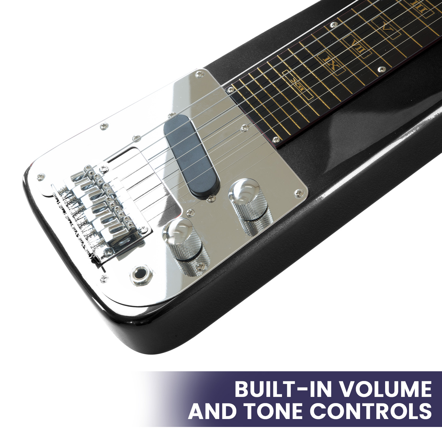 Karrera 29in 6-String Lap Steel Hawaiian Guitar - Black β image 5