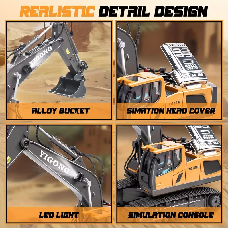 Mini Excavator Toy with Remote & App Control, High-Tech 11-Channel Alloy & Plastic Engineering Vehicle, Fun Toy for Men, Perfect Gift for Kids — image 4