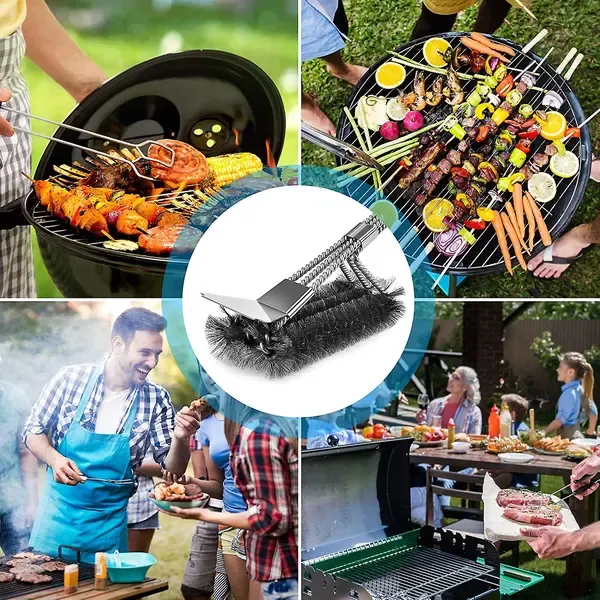 Grill Cleaning Brush with Scraper, Stainless Steel Bristle BBQ Cleaner for Gas and Charcoal Grills, Black, 46 cm — image 5