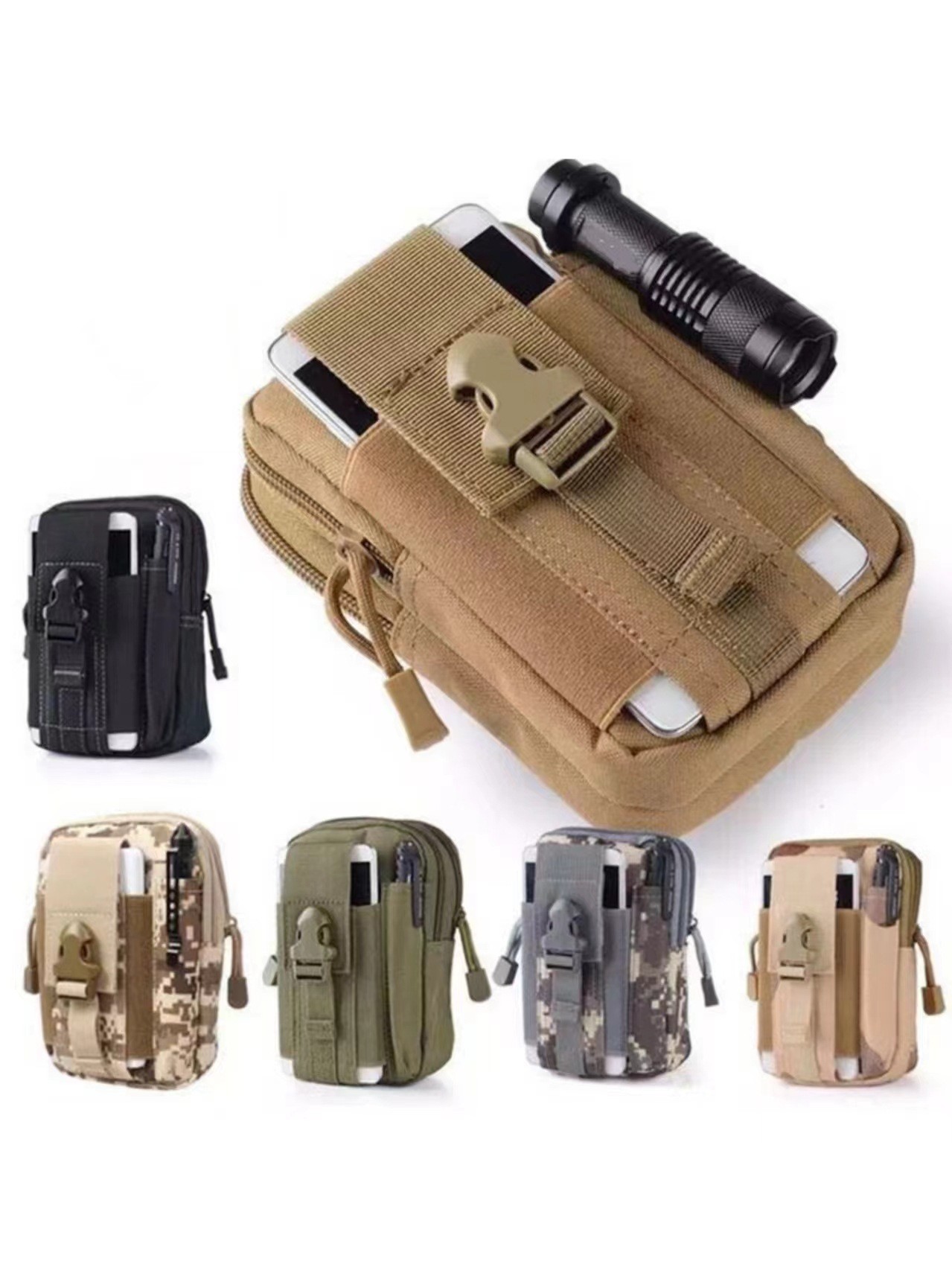 Jungle camouflage Tactical Molle Waist Bag Waterproof Phone Pouch for 6 inch Smartphones Compact Large Capacity Belt Loop Organizer for Local Outdoor โ image 2