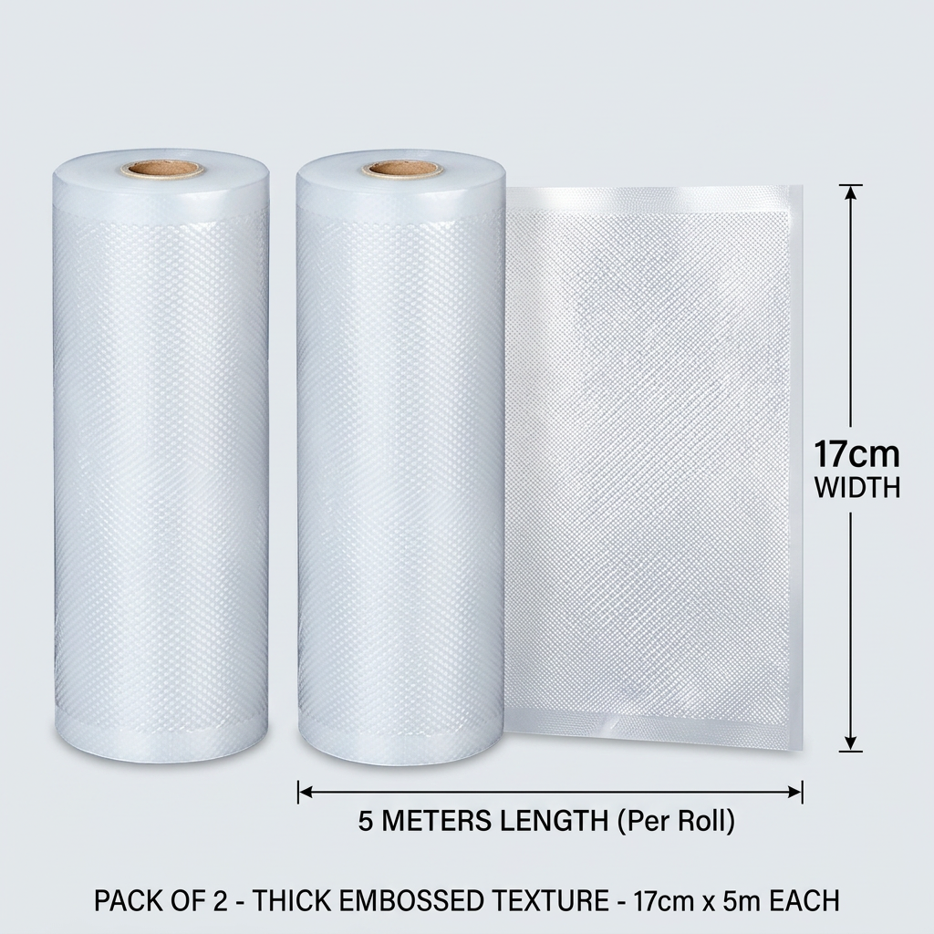 Vacuum Sealer Bag Roll 17cm x 5m Embossed Food Storage Bags 2 Rolls for Vacuum Packing and Kitchen Storage โ image 2