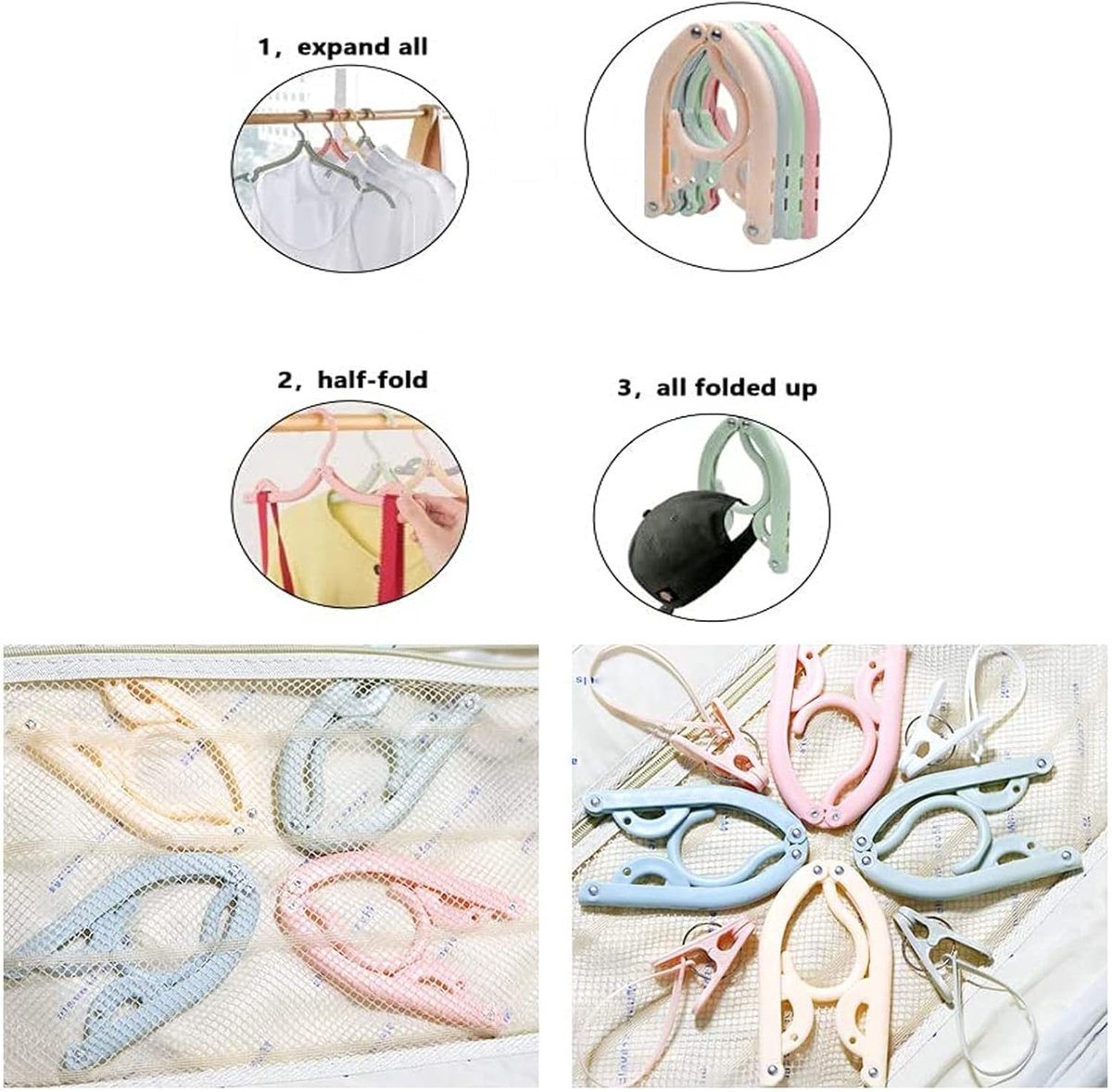 Hangers - Plastic Hangers - Set of 16 foldable plastic travel hangers - Space-saving and non-slip hangers - Multifunctional travel accessory - Suitable for โ image 3